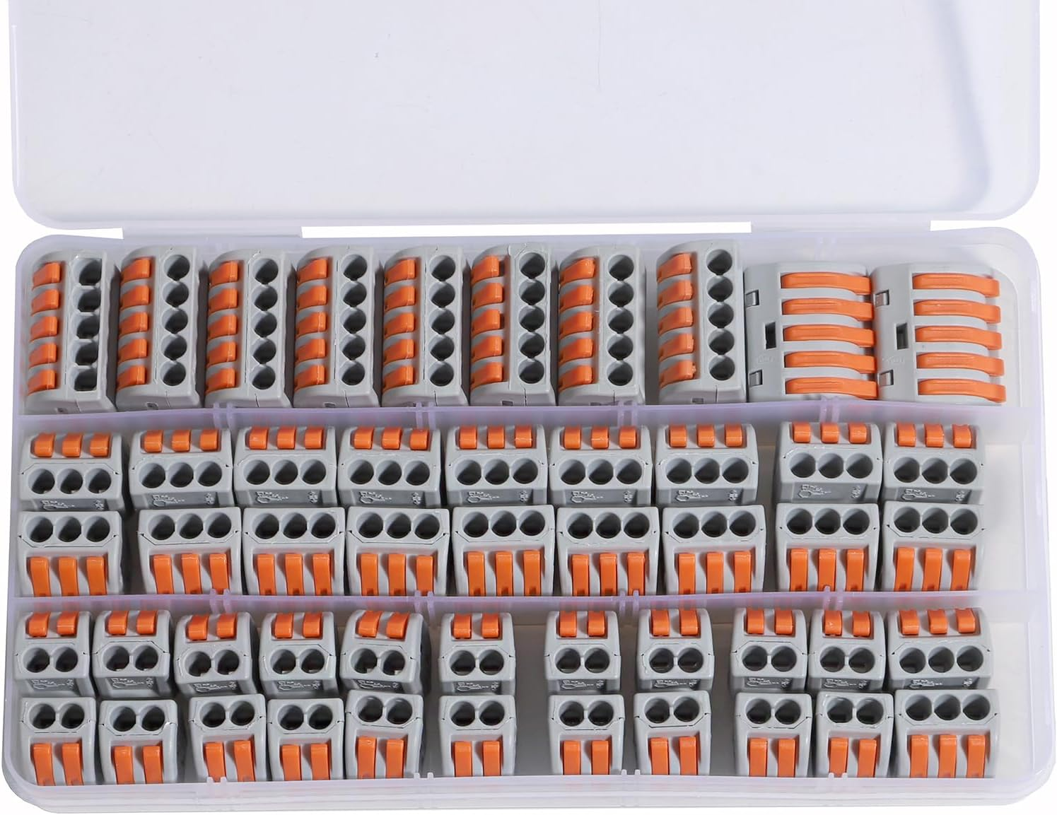 Lever Nuts Wire Connectors Assortment Kit 28-12 AWG Splitter Stripper Crimping Tool 2 3 5 Conductor Combination Compact Multi Electrical Quick Disconnect Wiring Splicing image number 4