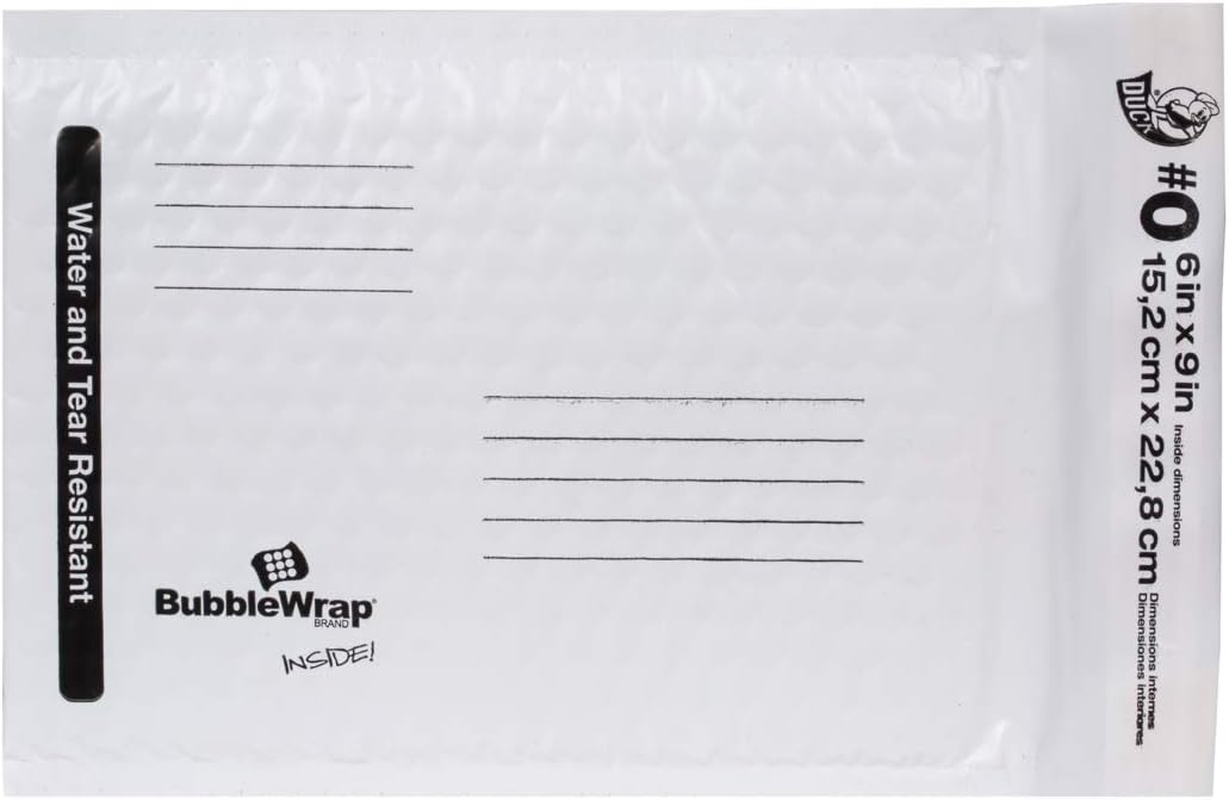 Duck Brand Bubble Wrap Cushioned Poly Mailers, White, #0-6 X 9 Inches, 25-Pack (664796) image number 4