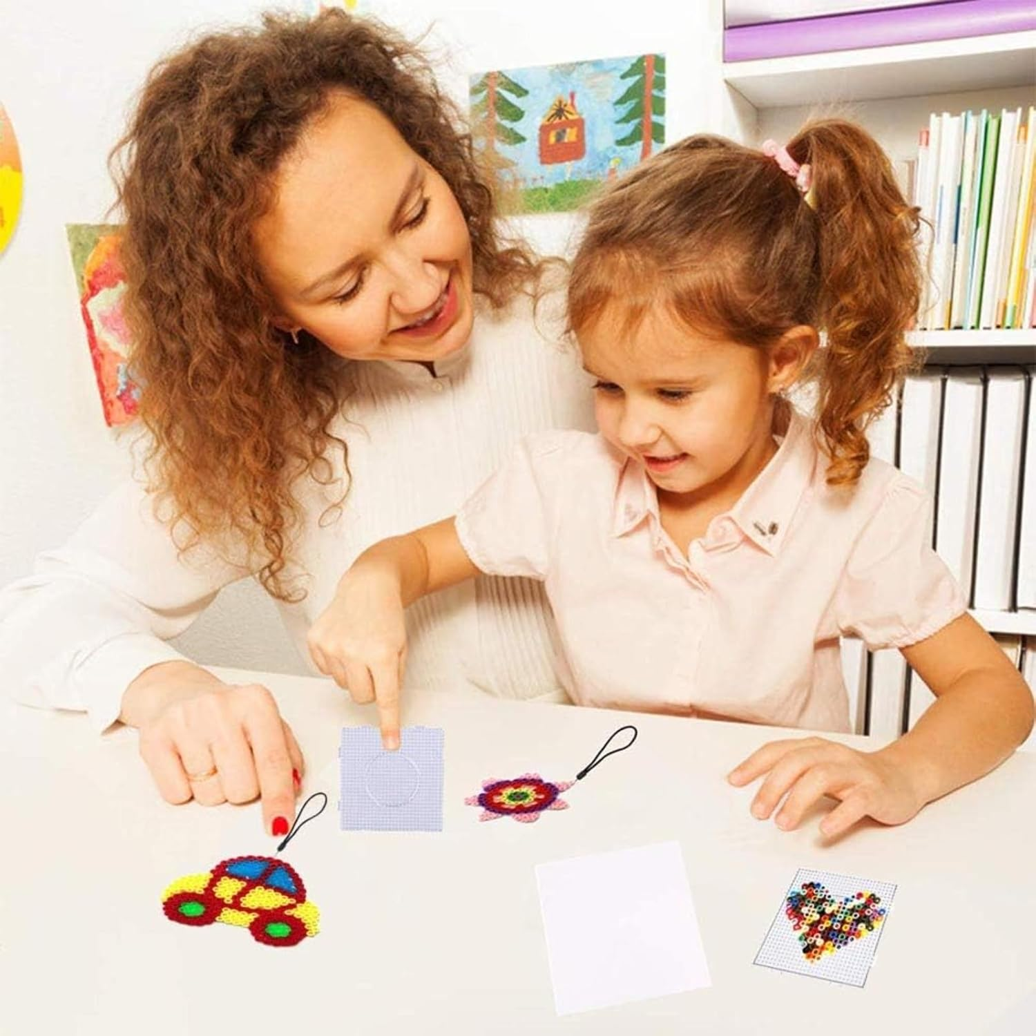 MILIOG Large Clear Plastic Fuse Bead Boards Kit, Pegboards for Kids Crafts with Storage Case image number 3