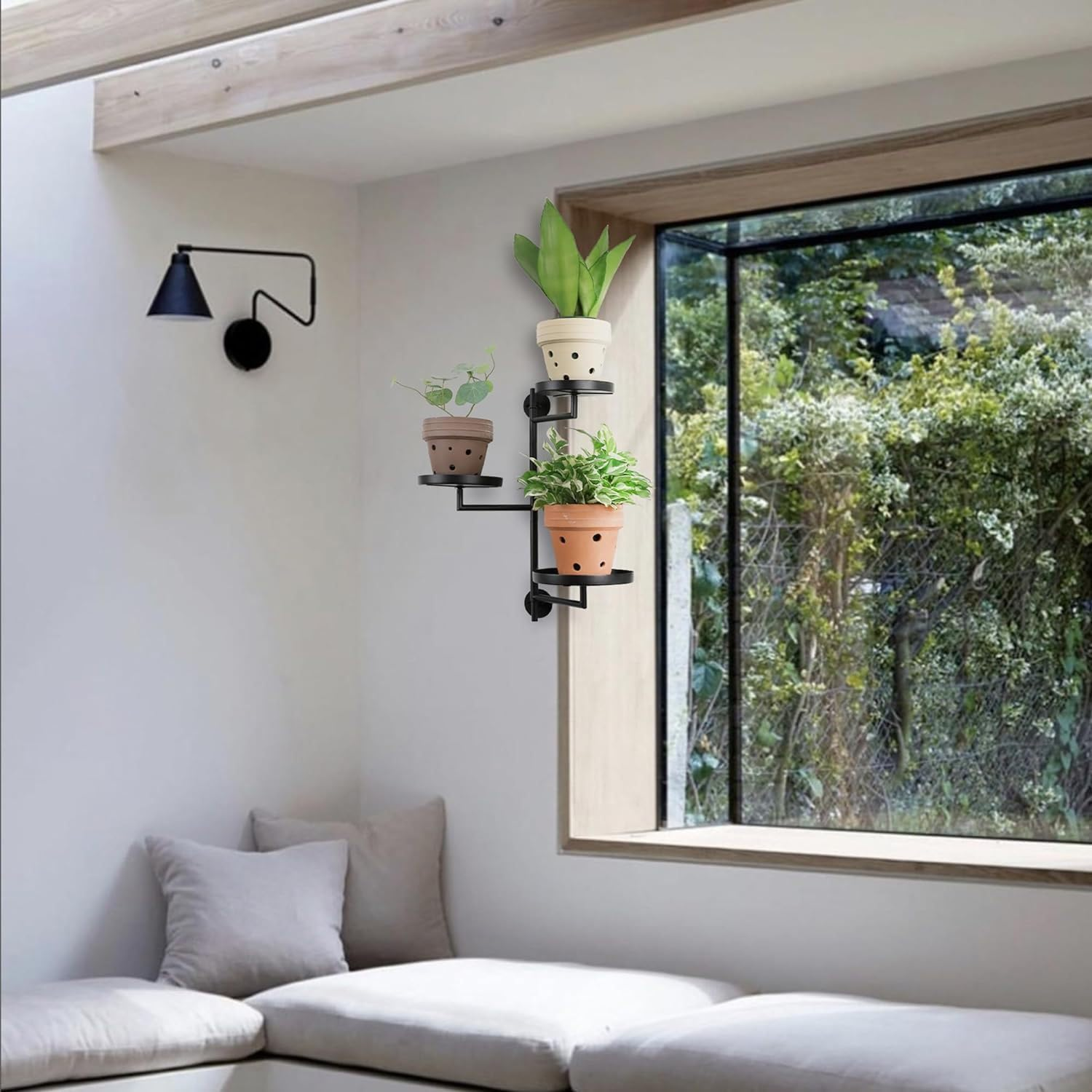 3-Tier Metal Plant Stand for Indoor and Outdoor, High Corner Pot Stand, Display Shelves for Patio, Living Room, Balcony, Office, Stepped Plant Table (Black)