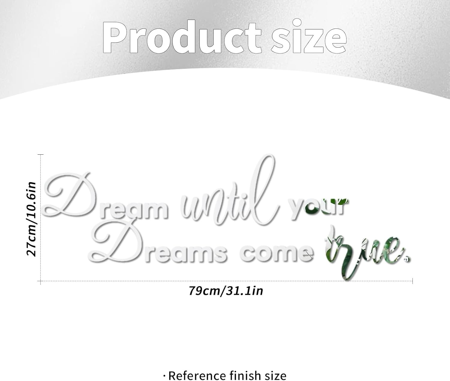 Dream until Your Dreams Come True Acrylic Mirror Wall Stickers, Inspirational Quotes Wall Decals Large Removable Motivational Saying, Peel and Stick Family Art Decor for Home Office, Silver image number 4