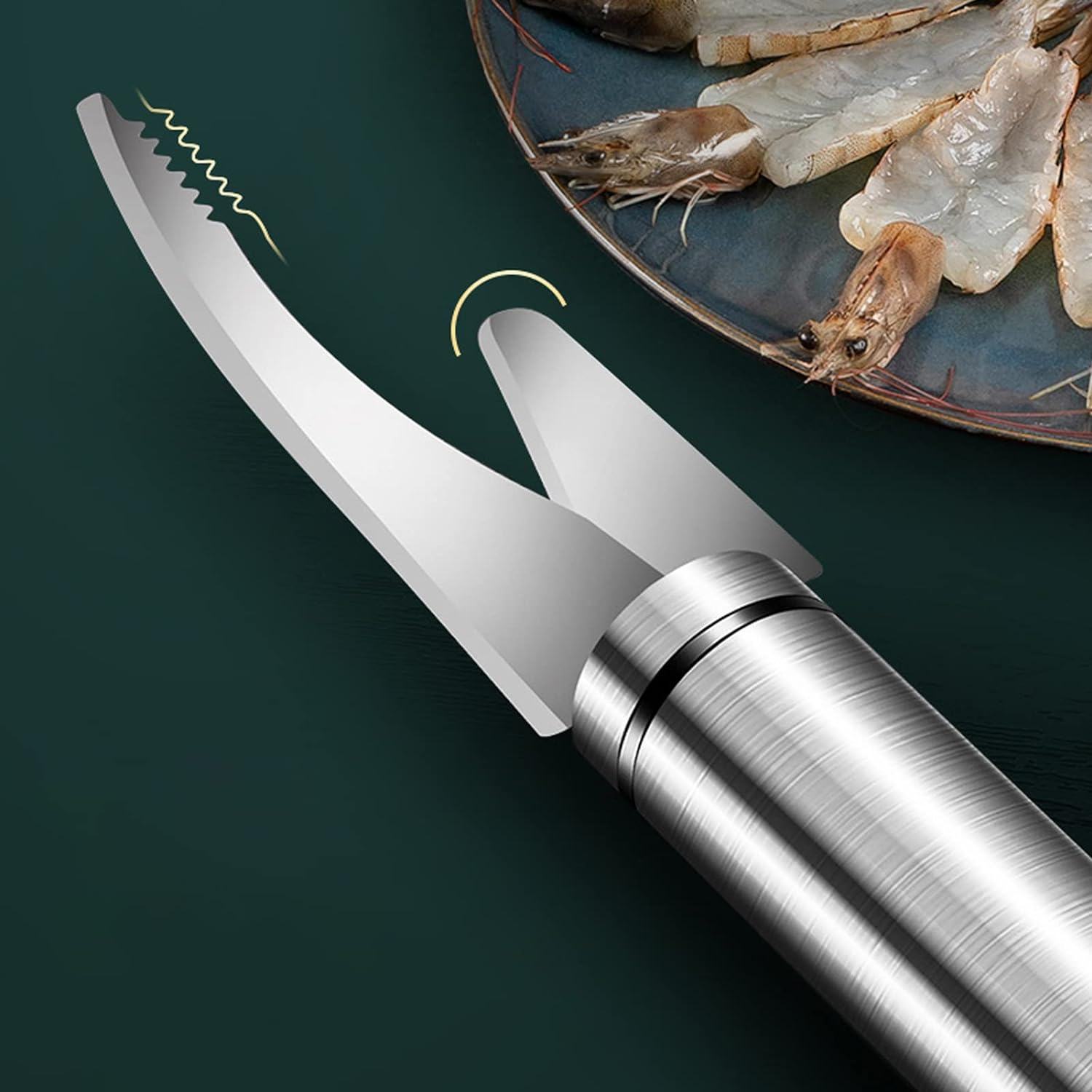 2PCS 304 Stainless Steel Shrimp Deveiner and Peeler - 5 in 1 Multifunctional Cleaner Knife, Portable Cleaning Tool (9.4 Inch) image number 2