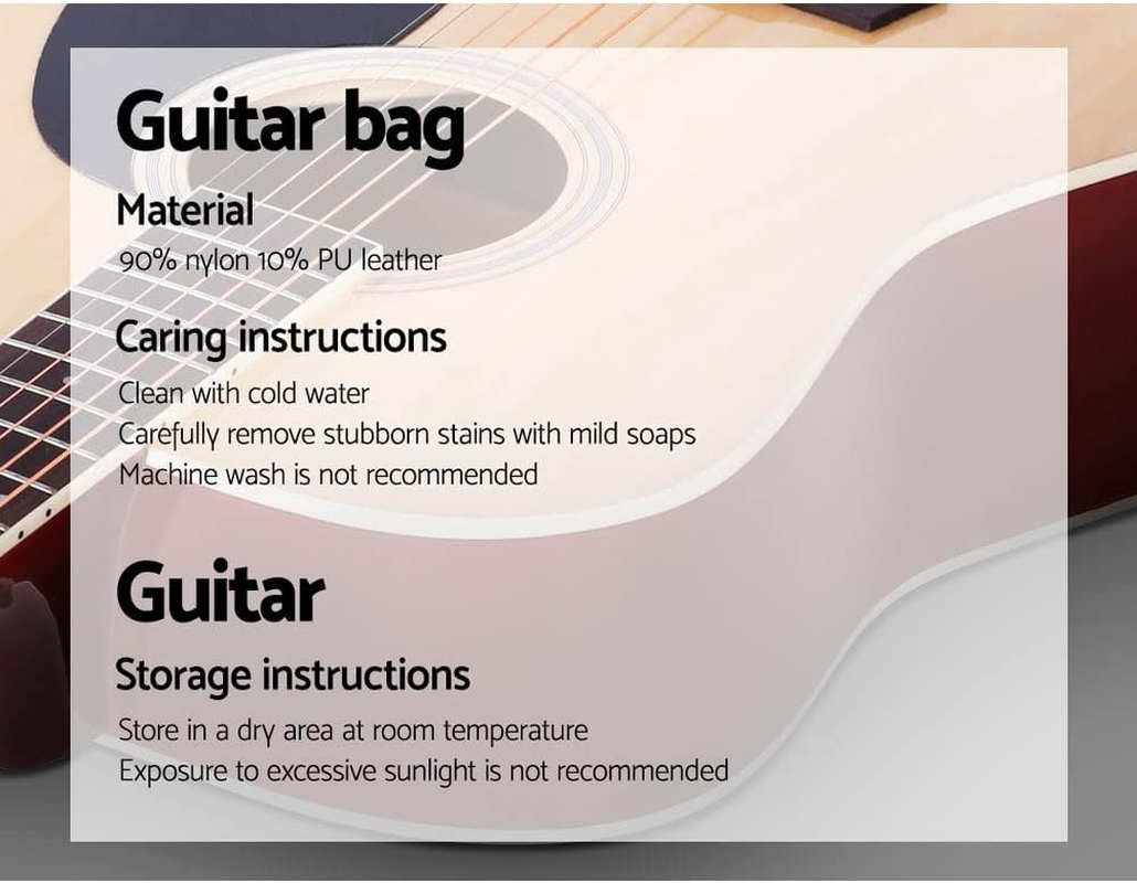 41 Inch Acoustic Guitar Wooden with Carry Bag ALPHA - Natural - 41" Natural image number 6