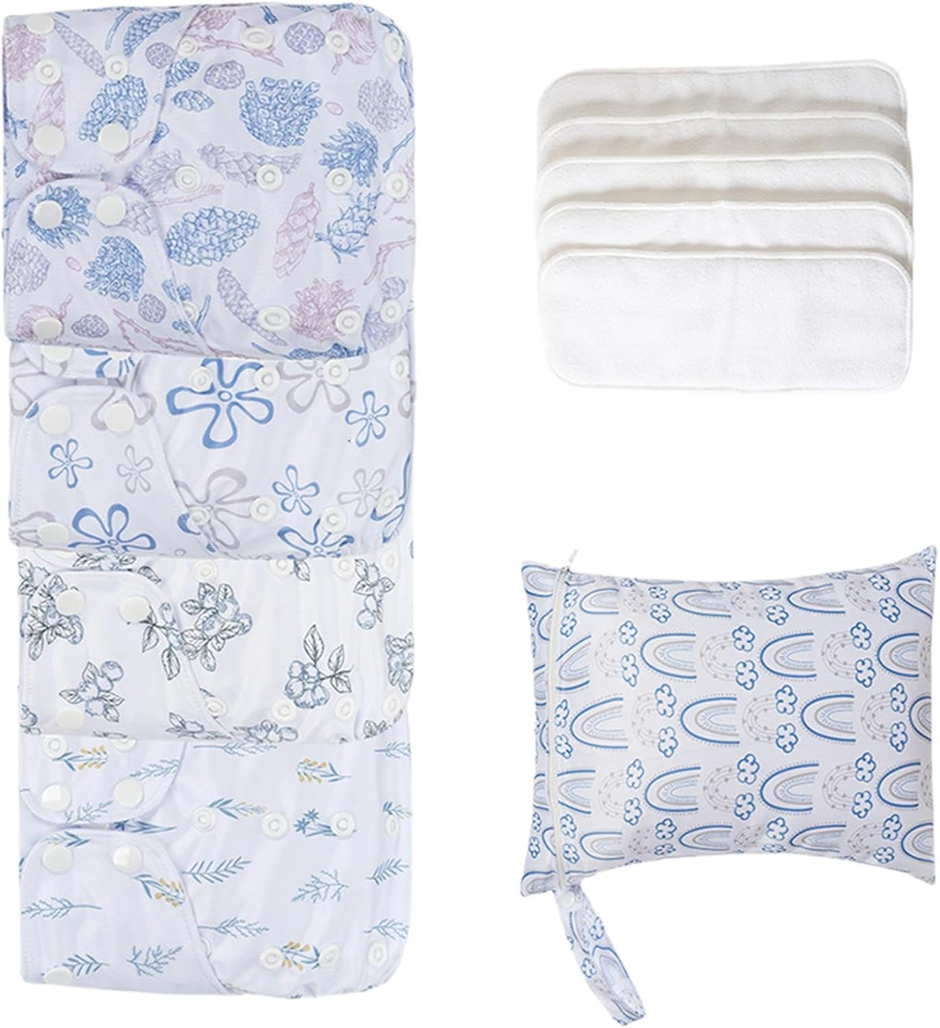 Reusable Diapers Baby | Reusable Adjustable Cloth Diapers | 4X Absorbent & Breathable Liners, Waterproof Cover with 4 Inserts & 1 Wet Bag for Toddler Boys Girls - A image number 5