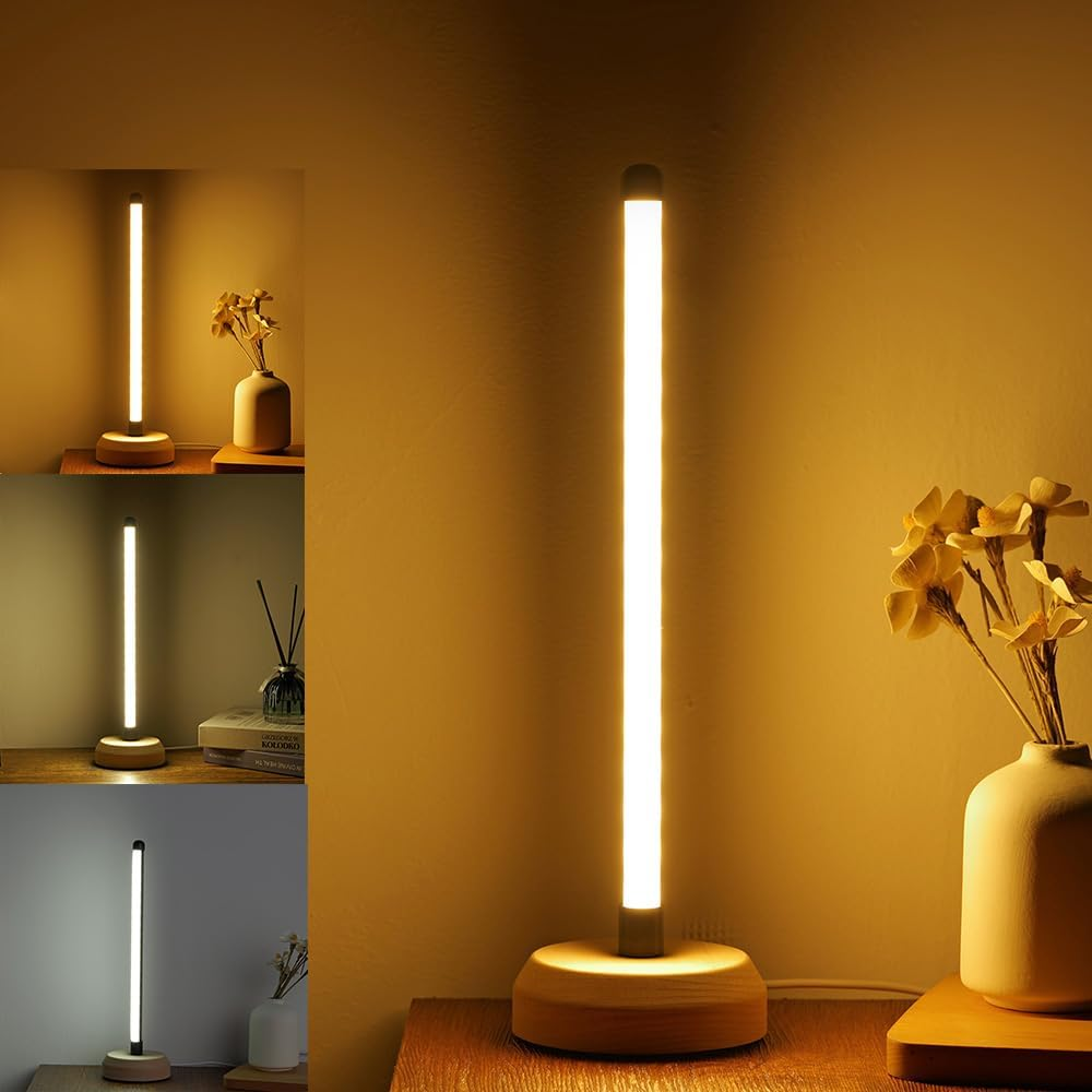 ANLAIBO LED Wood Table Lamp,Desk Lamp,3-Color Temperature Bedside Lamp,Bedroom Bedside Night Lights, Dimmable Led Lighting, Small Table Lamps for Living Room Officecreative Home Decor, Warmging Gift image number 2