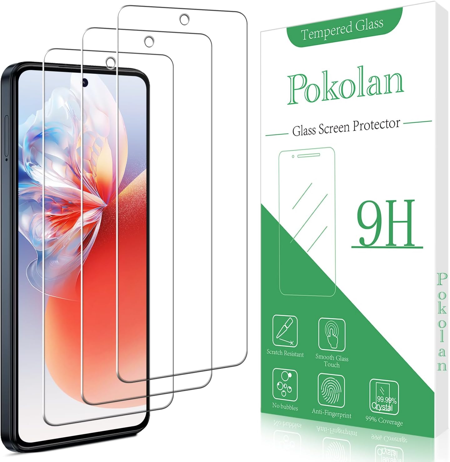 Pokolan 3 Pack Screen Protector for Motorola Moto G84 Tempered Glass, 9H Hardness, Case Friendly, anti Scratch, Bubble Free, Easy to Install image number 2