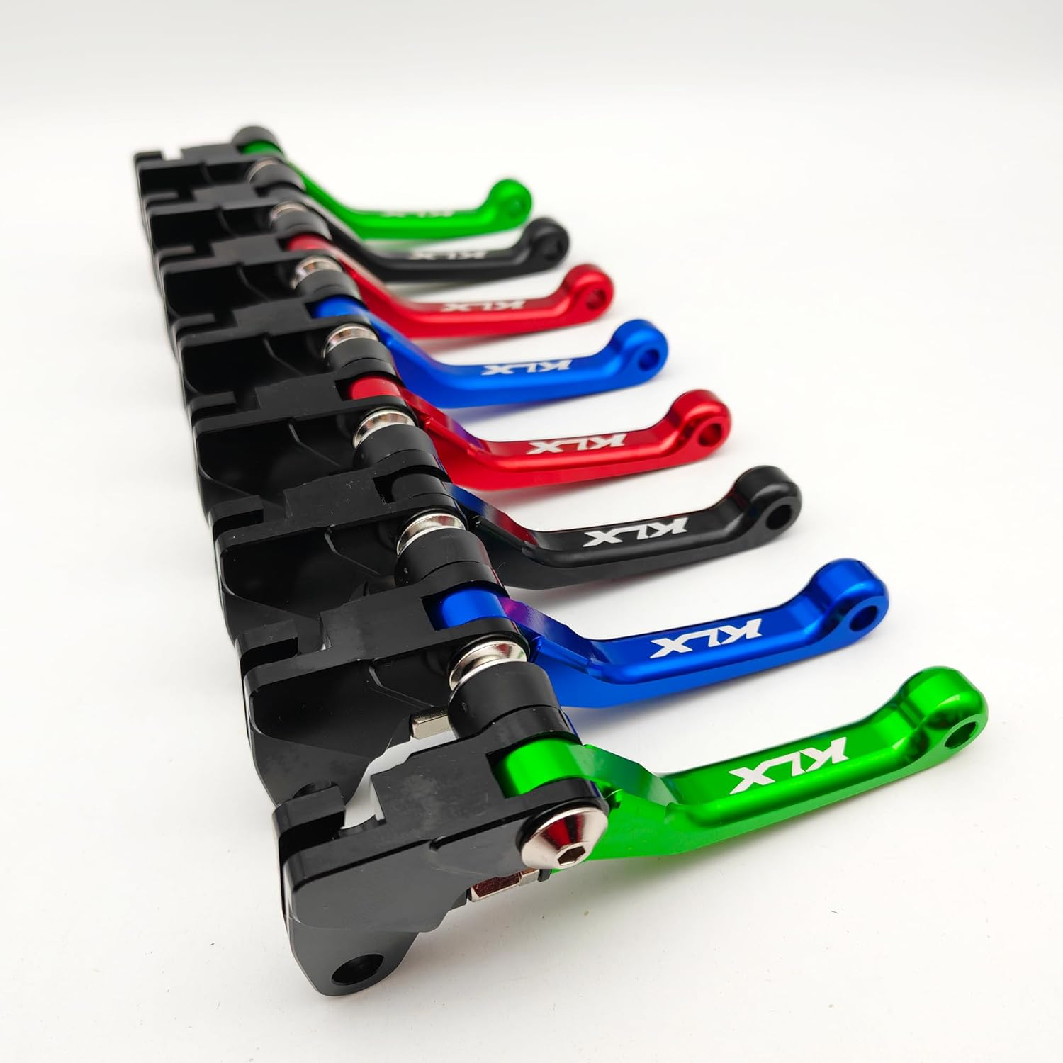 OEM Replacement Brake Clutch Levers for Kawasaki KLX110 (2002-2025) | KLX110L (2010-2025) CNC Aluminum Adjustable Handlebars | Motorcycle Control Lever Set with Easy Install (Matte, Green) image number 5