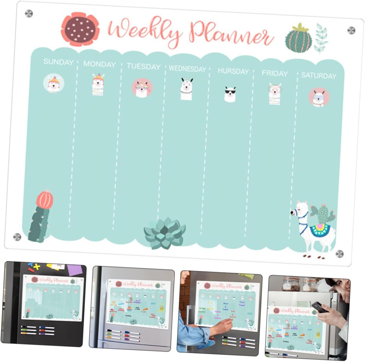 NUOBESTY Magnetic Fridge Board Dry Erase To-Do List Daily Schedule Message Board image number 1