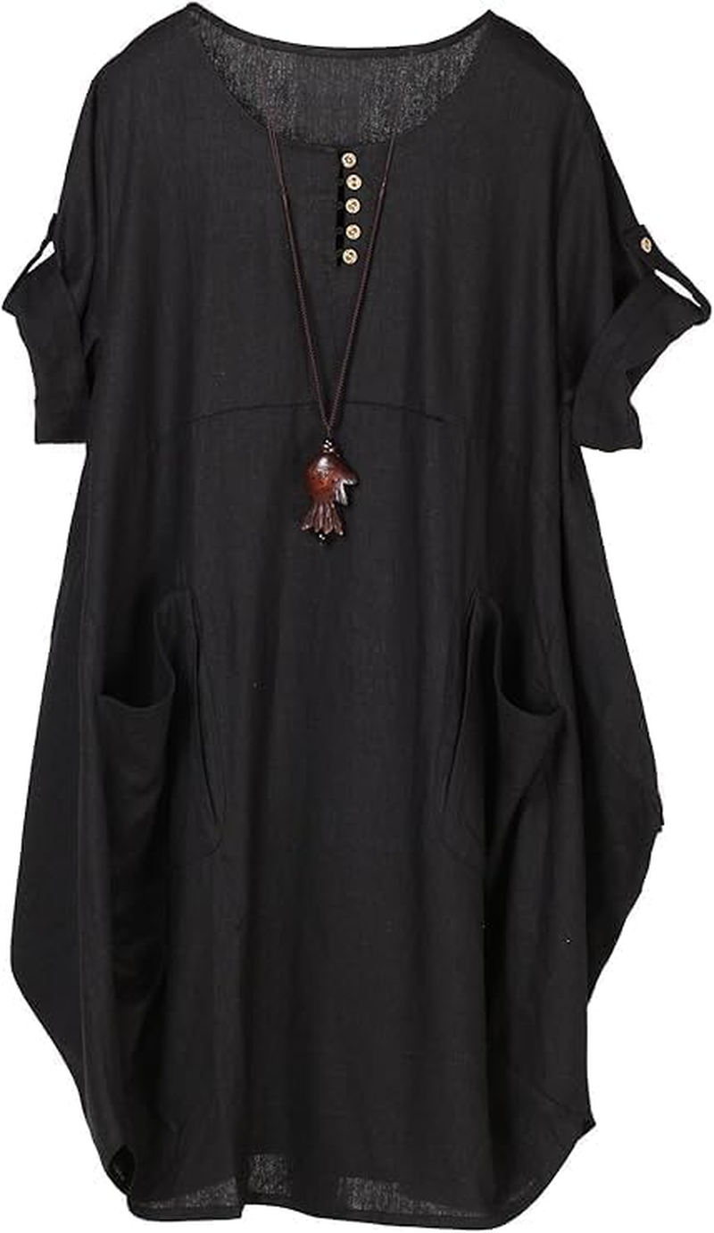 Minibee Women'S Ruffle Loose Casual Midi Dresses with Pockets