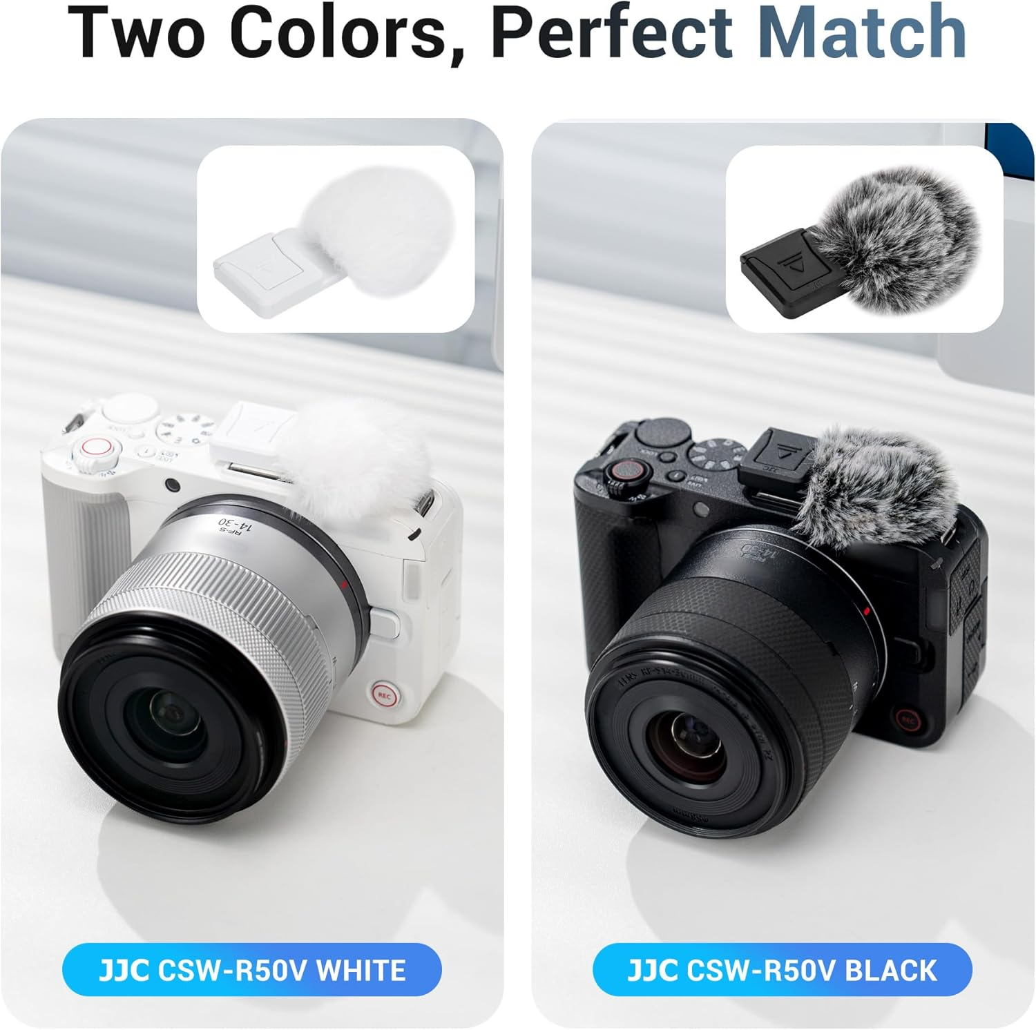 JJC R50V Cold Shoe Wind Muff for Canon EOS R50V R50 V Camera, Cold Shoe Adapter with Furry Windscreen to Reduce Noise, Cold Shoe Mount Holder for Canon R50V Accessories LED Light Microphone Attachment image number 6