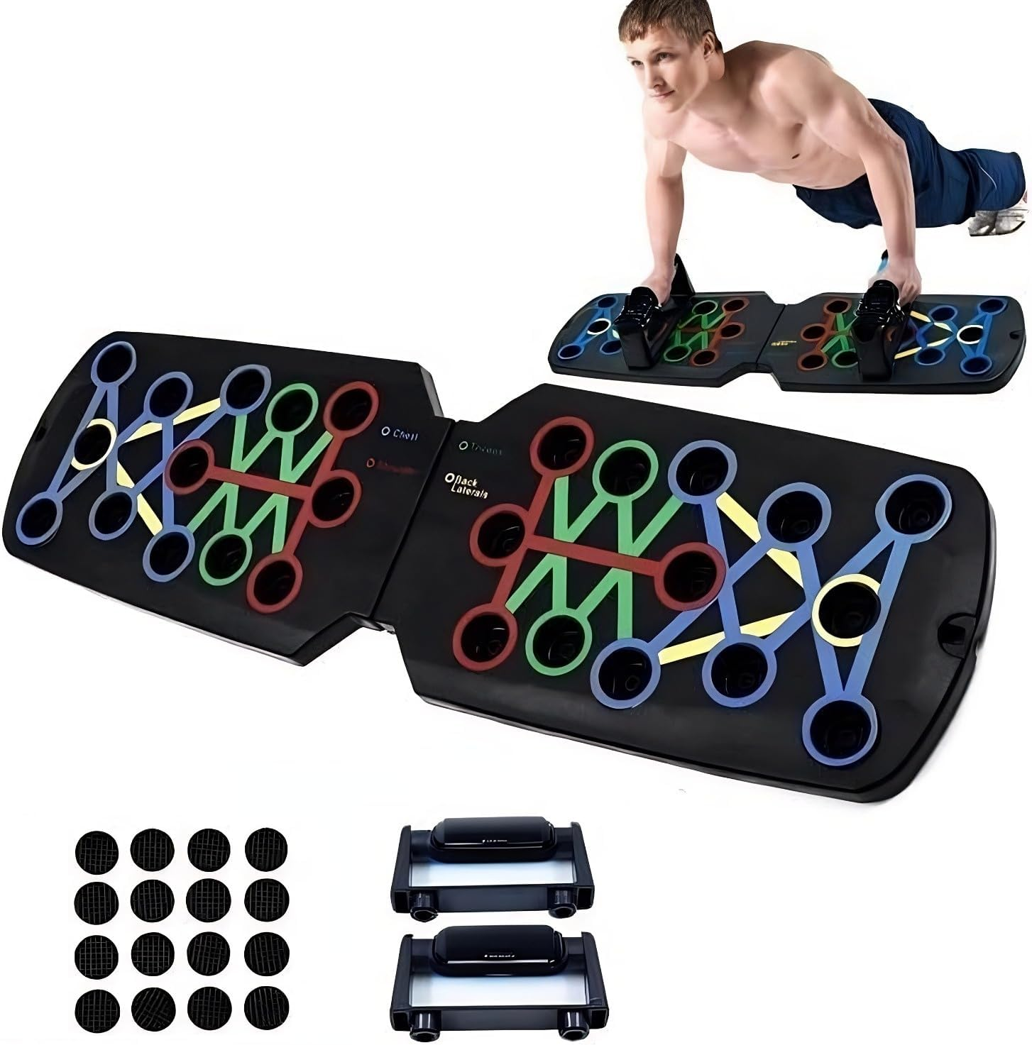 DULCE DOM Push up Board - Foldable 10-In-1 Push up Bar with Resistance Bands, Portable Multi-Function Home Gym Equipment for Strength Training