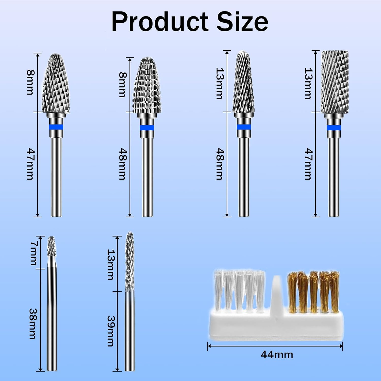 Nail Drill Bits, 6 Pieces Nail Drill Set, Nail Cutter Attachments, Professional for Manicure Pedicure, Alloy Tungsten Steel Bits (Stilc) image number 6