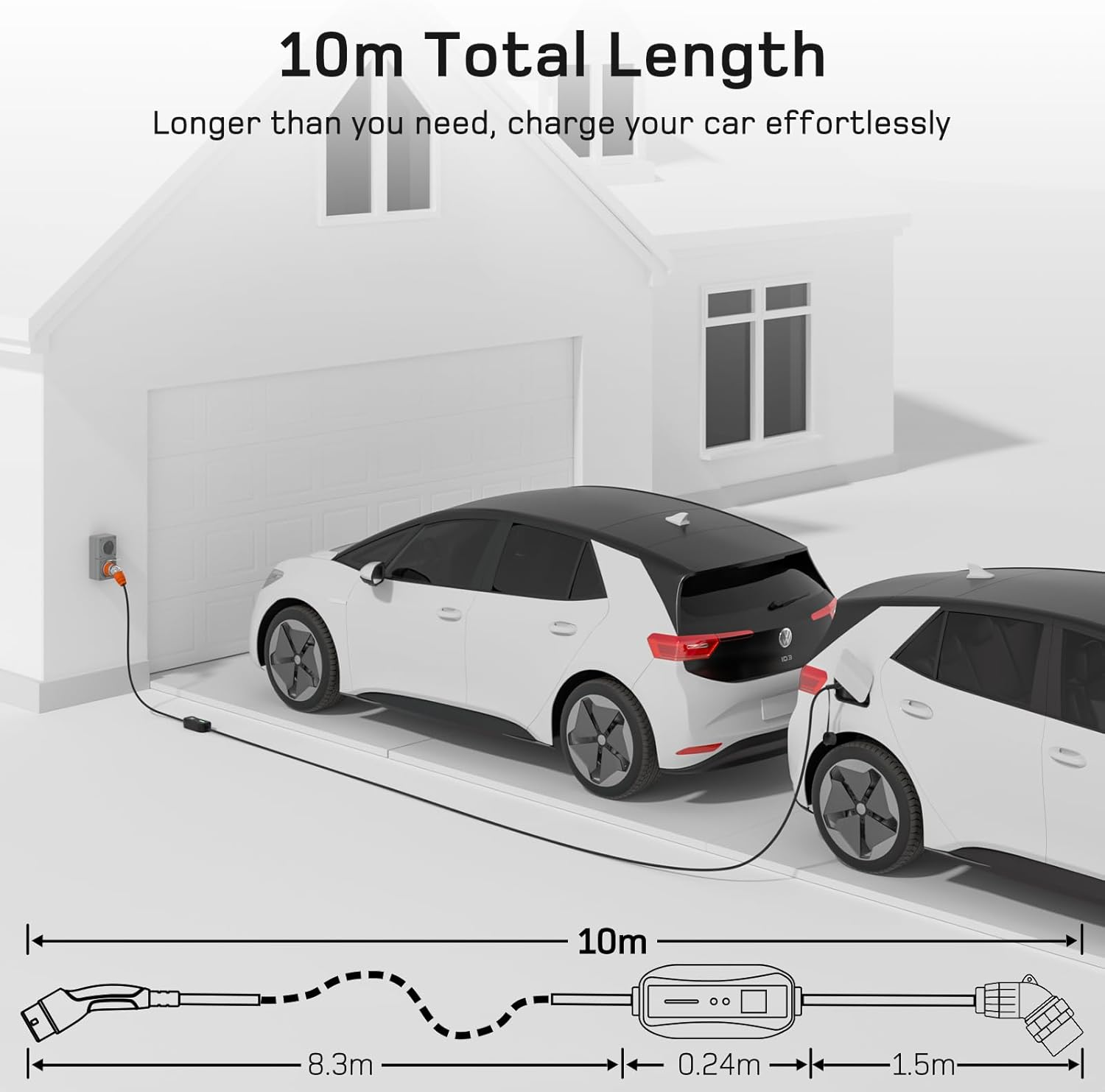 D&eacute; Type 2 EV Charger 7Kw 32A 10M Portable 5PIN |1-Phase|500V| Adjustable Currentfor 6A-32A for Tesla BYD MG and All Type 2 Electric Car image number 5