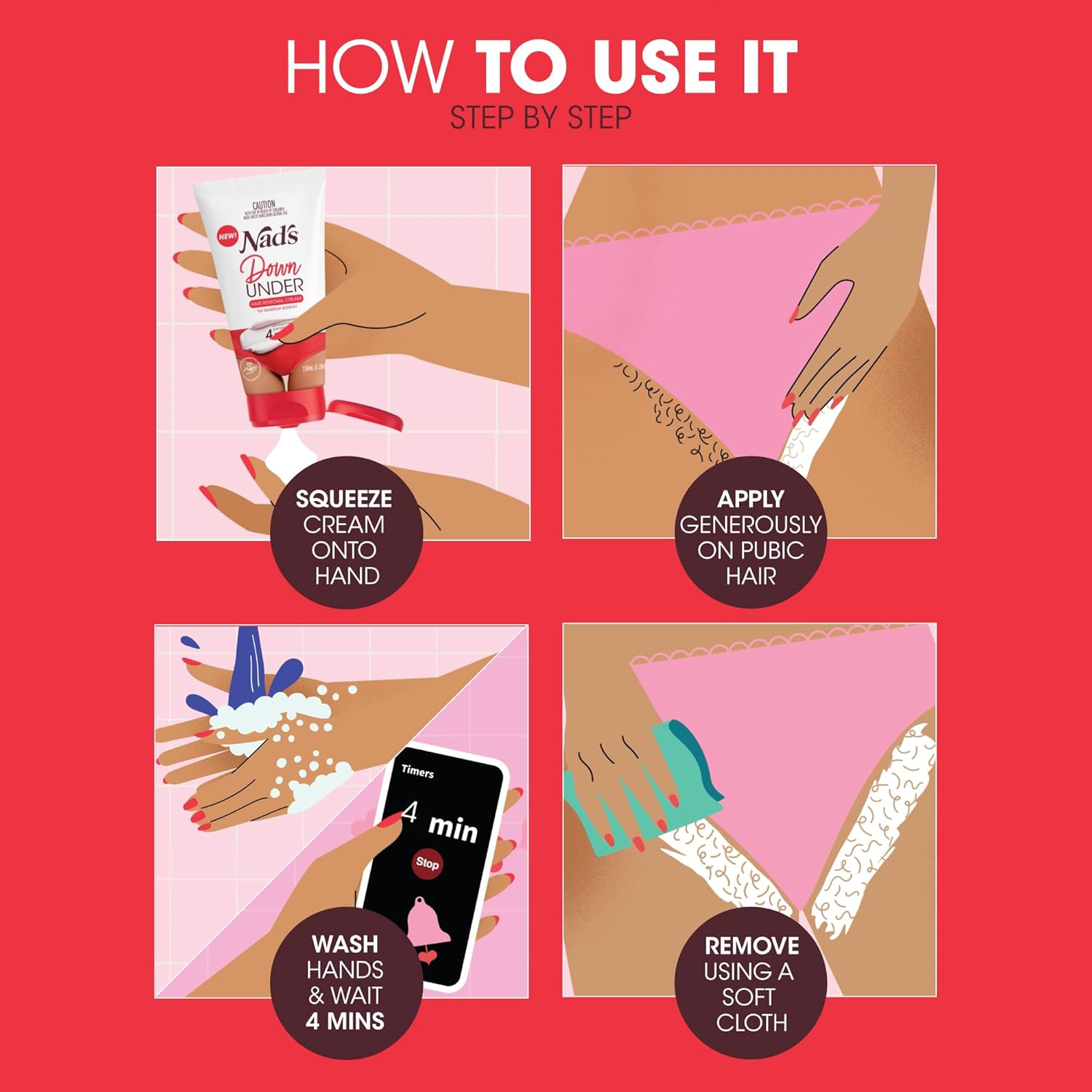 Nad'S down under Cream for Women, Intimate Hair Removal Cream 150 Ml image number 2