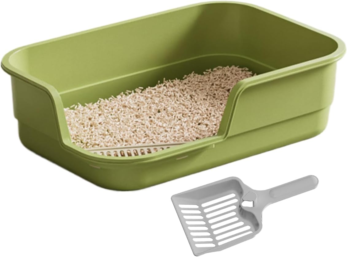 Cat Litter Box Large Easy to Clean with Shovel, Large Cat Litter Tray with Litter Protection for Seniors Pets and Kittens for Indoor Home Office Dorm Apartment Hotel Farmhouse Living Room