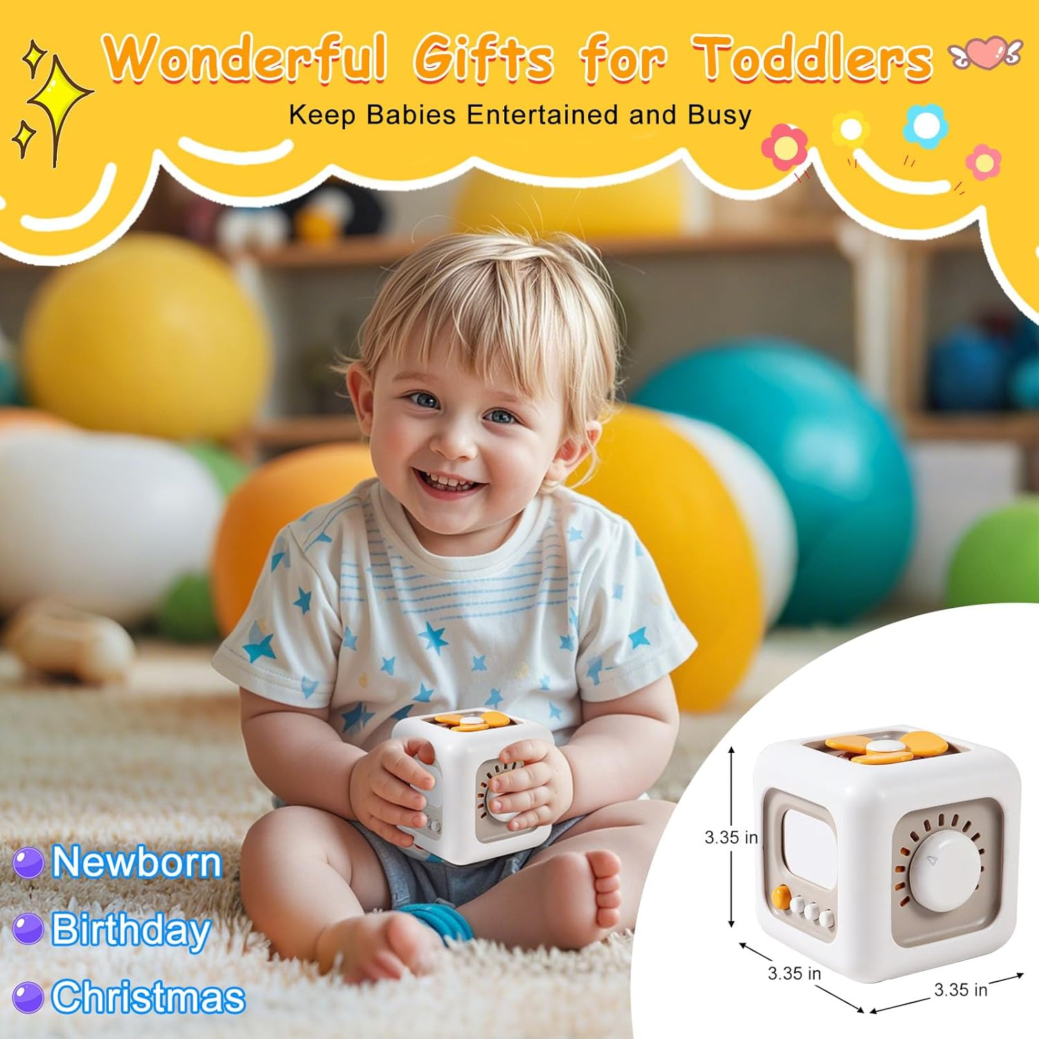 Busy Cube Toys, Tatulan Montessori Toys for 1+ Year Old, Travel Sensory Toys Activity Cube for Toddlers, Learning Fine Motor Skills, Birthday Gift Suitable for Boys Girls image number 1