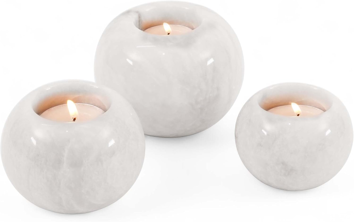 Radicaln Marble Tealight Candle Holder Black Handmade Set of 3 Candle Container for Votive Candles - D&eacute;cor Tealight Candles with Votive Candle Holders - Pillar Candle Holder image number 2