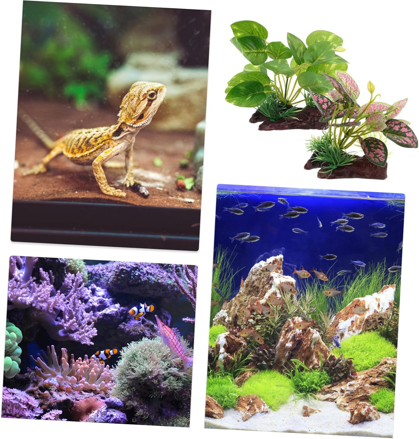 GANAZONO 2Pcs Simulated Aquatic Plants Artificial Fish Tank Decorations Fake Water Grass Leaves for Reptile Terrarium Habitat Turtle Tank Accessories image number 4