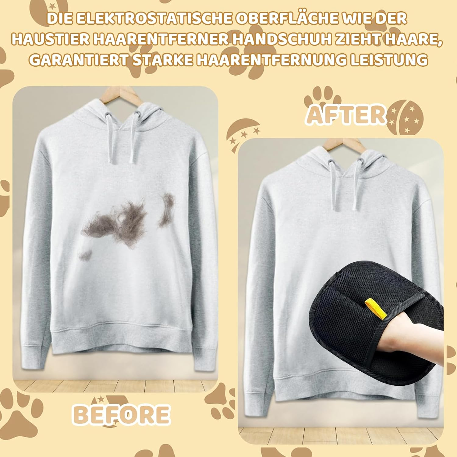 KRYMXAR Fellmagnet Gloves, Set of 4, Gloves for Removing Pet Hair, Cat Hair Glove for Sensitive Care, Lightweight and Comfortable for Pets and Furniture