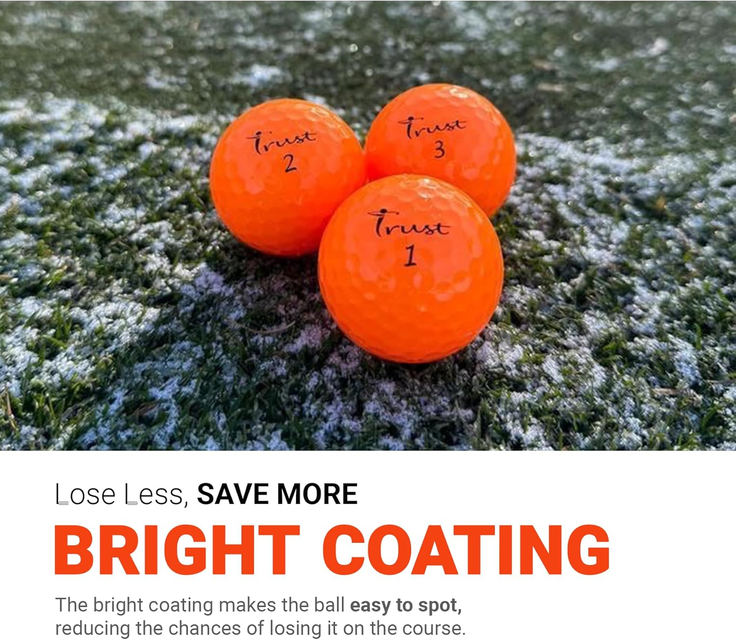 Trust Panther Golf Balls - Urethane Soft Hitting Feel, Straight Flight, Good Stop Control, Big MAX Core for Long Flights, Optimal Combination of Width & Spin Control, 12/48 Balls, White/Yellow/Orange image number 6