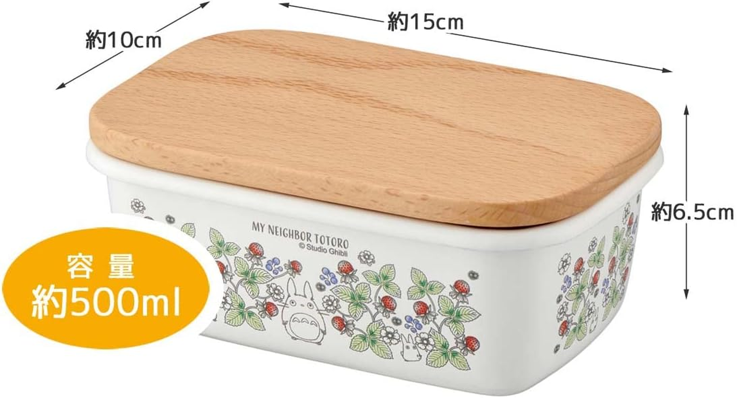 Skater ENBT5_592553 Enameled Butter Case, Wooden Lid, 16.9 FL Oz (500 ML), My Neighbor Totoro, 4.0 X 6.0 X 2.5 Inches (103 X 153 X 64 Mm) image number 3