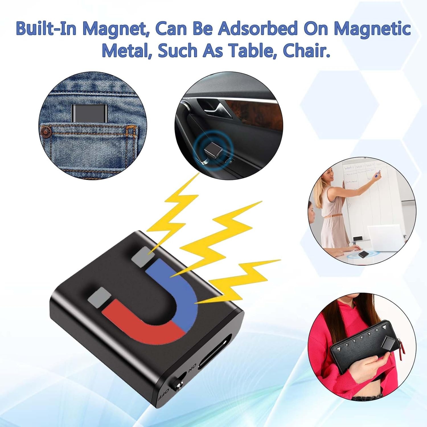 Magnetic Mini Voice Activated Digital Recorder - Small Sound Recording Device with 16GB Memory