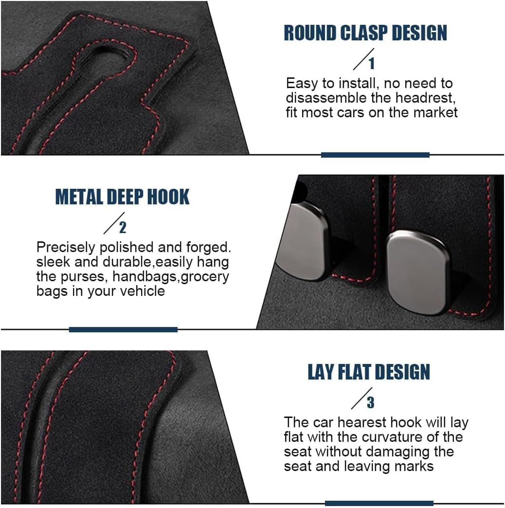 2Pcs Car Seat Back Double Hook 2 in 1 Purse Hook Universal Multifunctional Headrest Hooks Car Organizers and Storage Accessories (2Pcs) image number 5