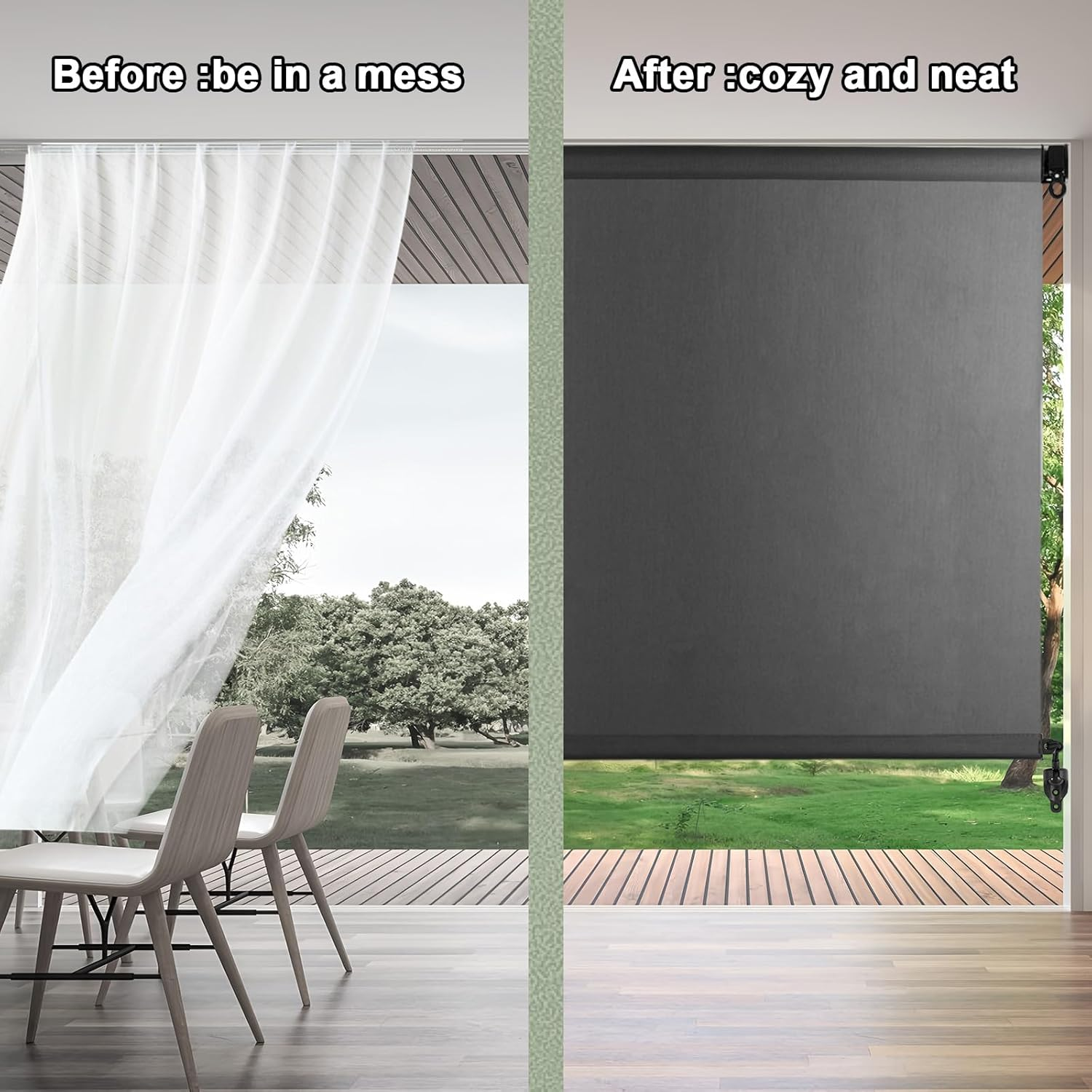 Lihopefe Bungee Kit + End Caps, Universal Mounting Brackets for Exterior/Interior Sun Shades & Roller Blinds (Black, 2Pack) image number 1