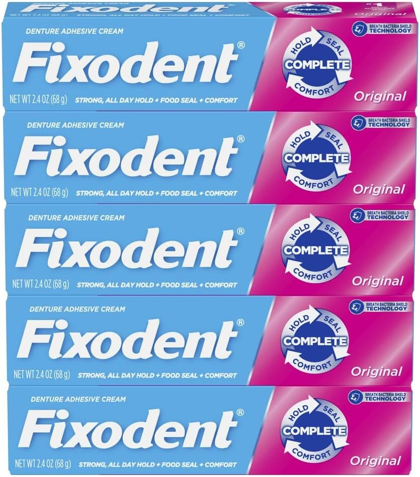 Fixodent Original Secure Denture Adhesive Cream for Full and Partial Denture Wearers, 2.4Oz (Pack of 5) image number 4