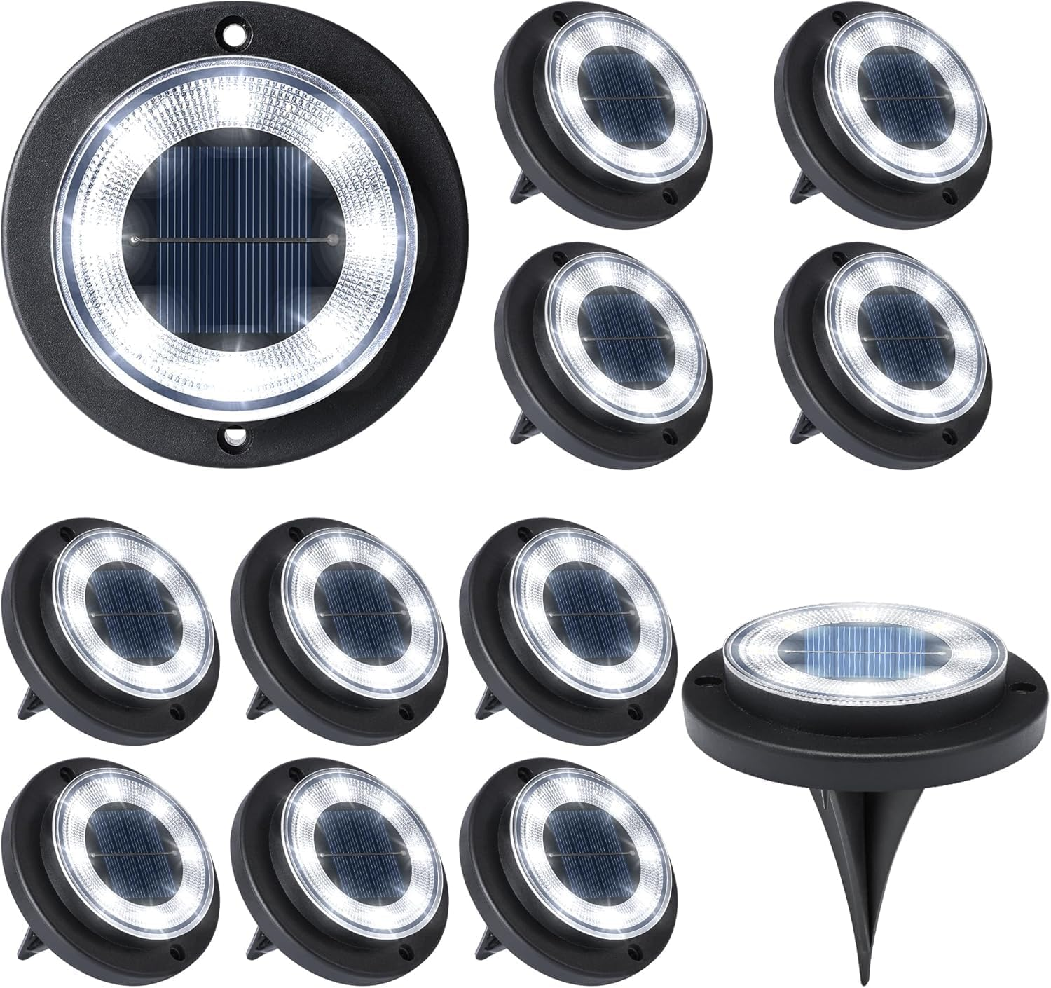 Solar Ground Lights, 12 Pack Garden Lights Solar Powered, LED Solar Pathway Lights Outdoor, In-Ground Lights LED Landscape Lighting for Pathway Patio Walkway Yard Lawn Deck (Warm White)