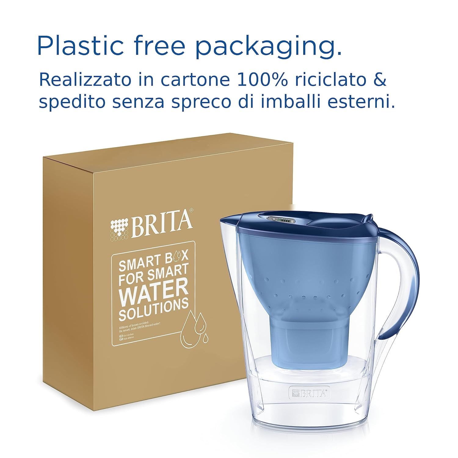 BRITA Marella Blue Water Filter Jug (2.4L) Incl. 3 X Brita MAXTRA PRO All-In-1 Filters That Reduces Chlorine, Limestone, PFAS and Metals - Elegance and Functionality image number 2