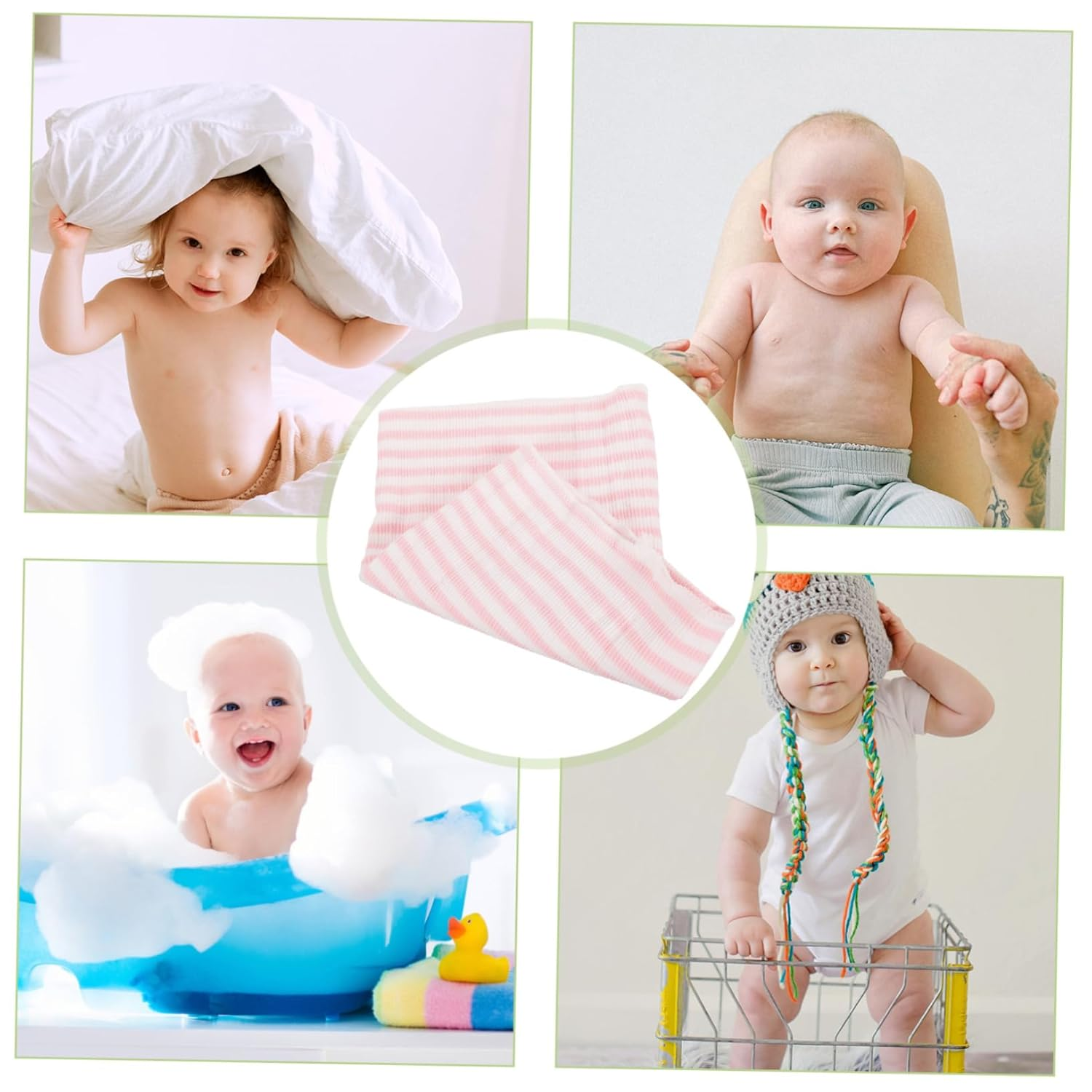 Newborn Baby Belly Band Dual Layer Cotton Abdomen Wrap for Infants Portable Belly Cover Cord Belt Pink Striped Protective for Toddler Boys and Girls image number 3