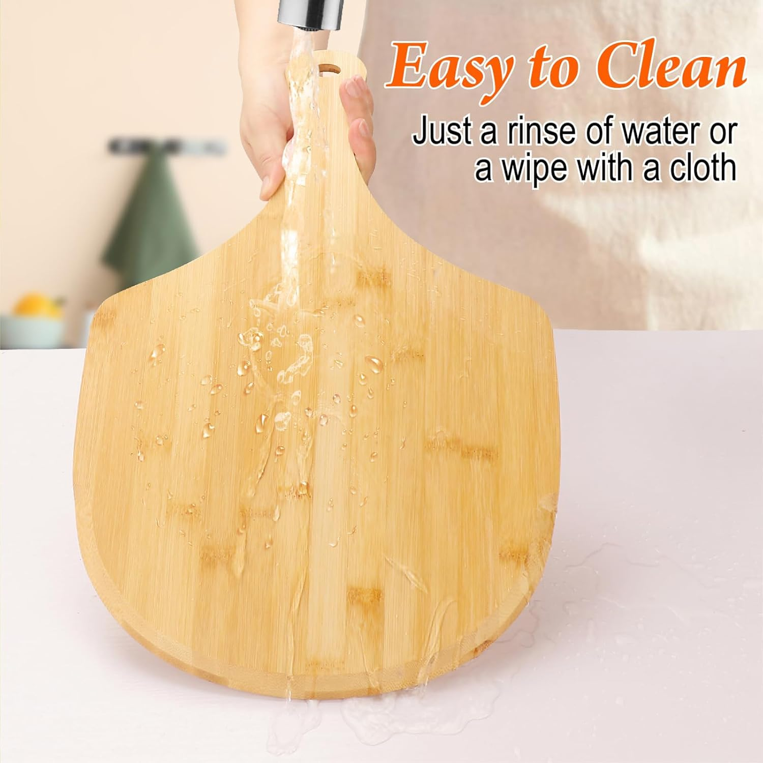 2-Pack Natural Bamboo Pizza Peel with Handle &ndash; 12 Inch Multi-Purpose Paddle for Baking, Cheese & Fruits | Smooth Surface & Easy Clean Kitchen Essential image number 6
