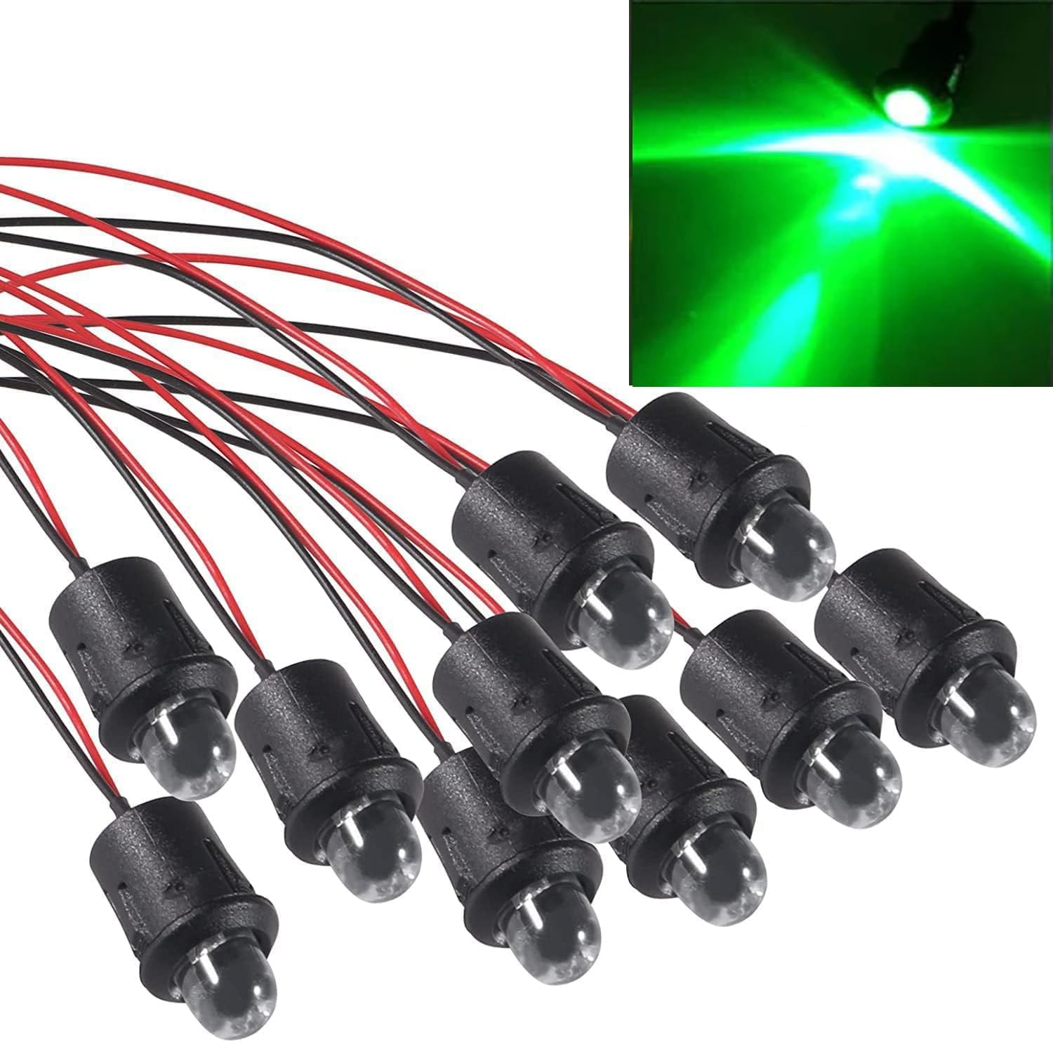 ATNSINC 10Pcs DC 12V LED Diodes 10Mm LED Light Lamp Bulb Prewired Emitting Diodes with Holder for DIY Home Decoration (White)