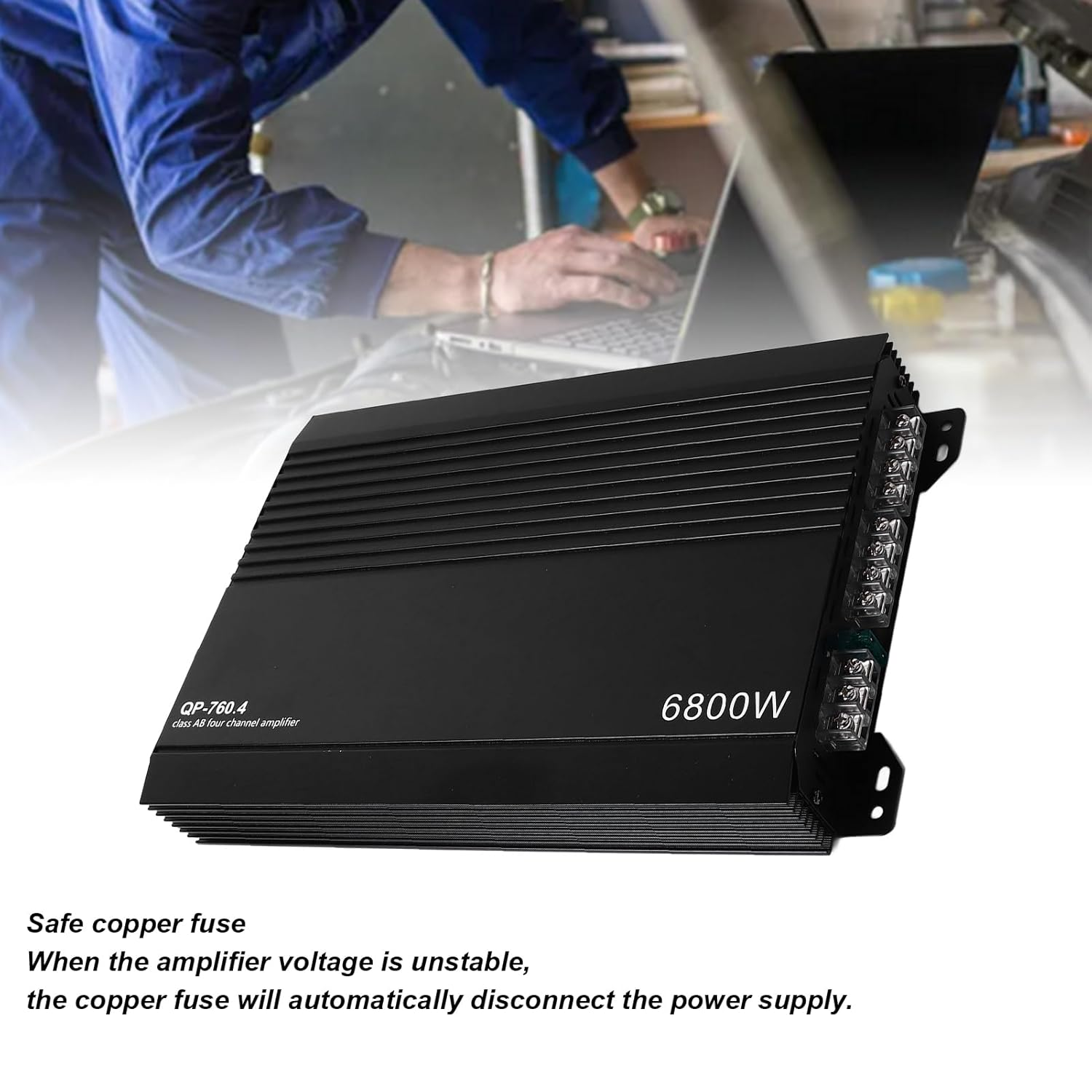 Car Audio Amplifier, Car Stereo Amplifier 4 Channel Aluminum Alloy High Heat Dissipation Power Amp for Car Speakers, Boost Your Car Speakers Sound Quality