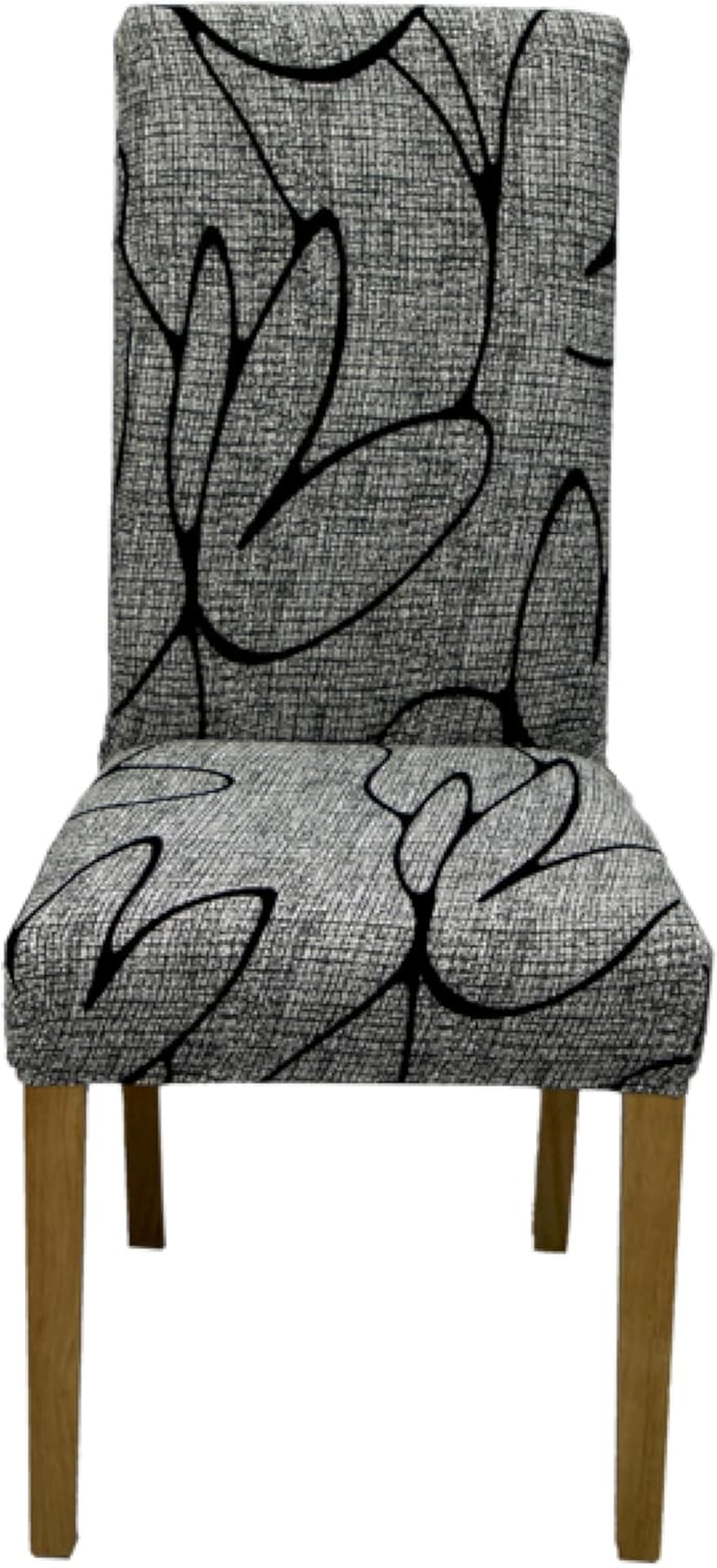 Hyper Cover Stretch Dining Chair Covers with Patterns (Grey Moonlight, 4 Pcs) - Easy Installation, Highly Stretchable, Perfect for Dining Chairs Protection image number 3