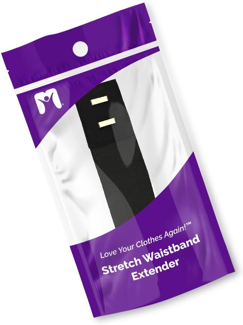 Pregnancy Skirt and Pants Waistband Hook Extender, 4.5 Inch, Black, Stretch Elastic by More of Me to Love image number 2