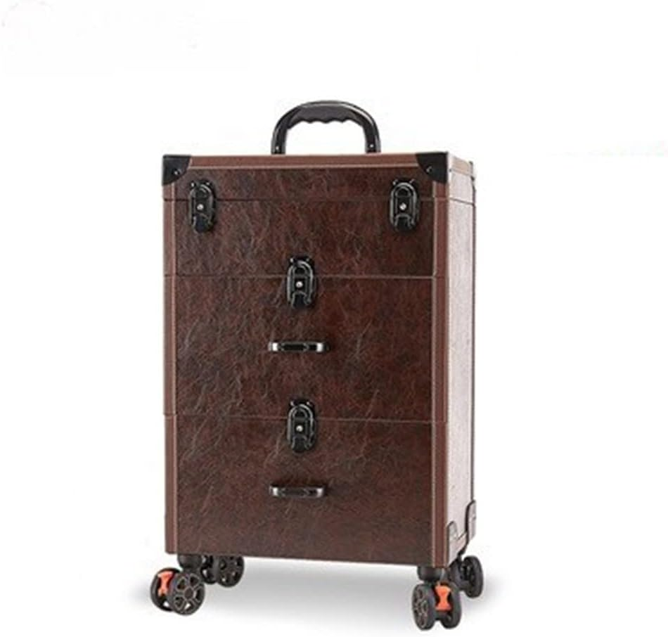 Trolley Makeup Box Universal Wheel Makeup Dresser Beauty Trolley Suitcase Rolling Suitcase Cosmetic Bag (Color : Brown, Size/1258 image number 5