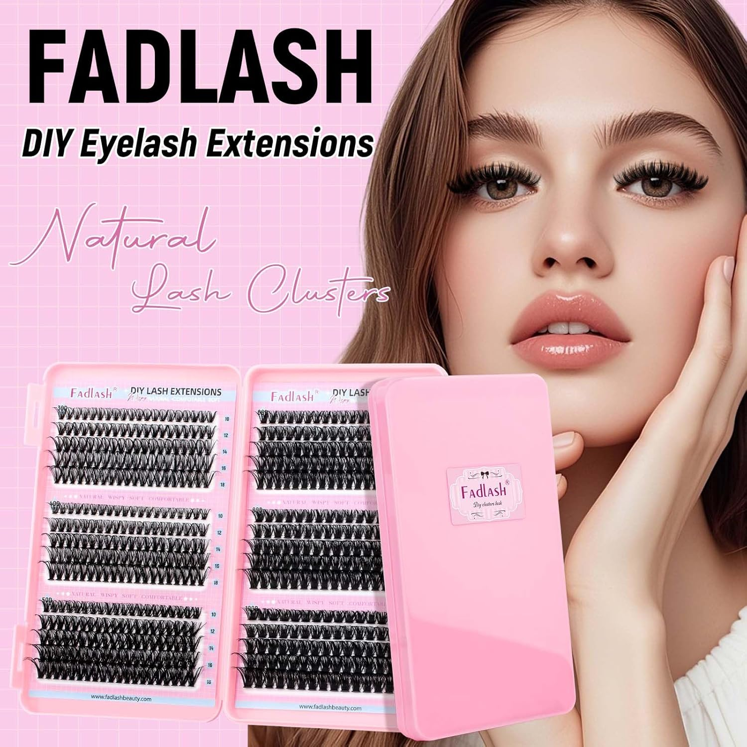 Eyelash Clusters 30D+40D+50D+60D+80D+100D Individual Lash Extensions D Curl Wispy Eyelash Clusters 10-18Mm Natural Fluffy Cluster Lash DIY Eyelashes Extension for Beginners image number 2