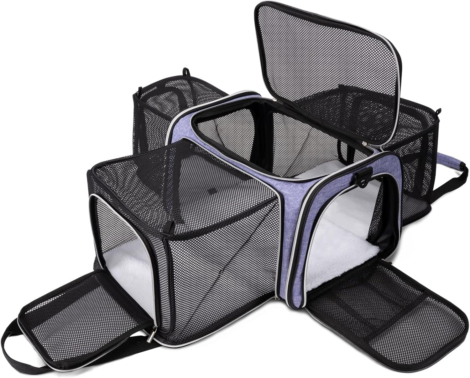 BAGLHER Cat Carrier Bag,Airline Approved Pet Carrier Soft Side Pet Travel 5 Sides Open Doors 3 Sides Expandable Foldable Dog Carrier with Fleece Pad image number 2