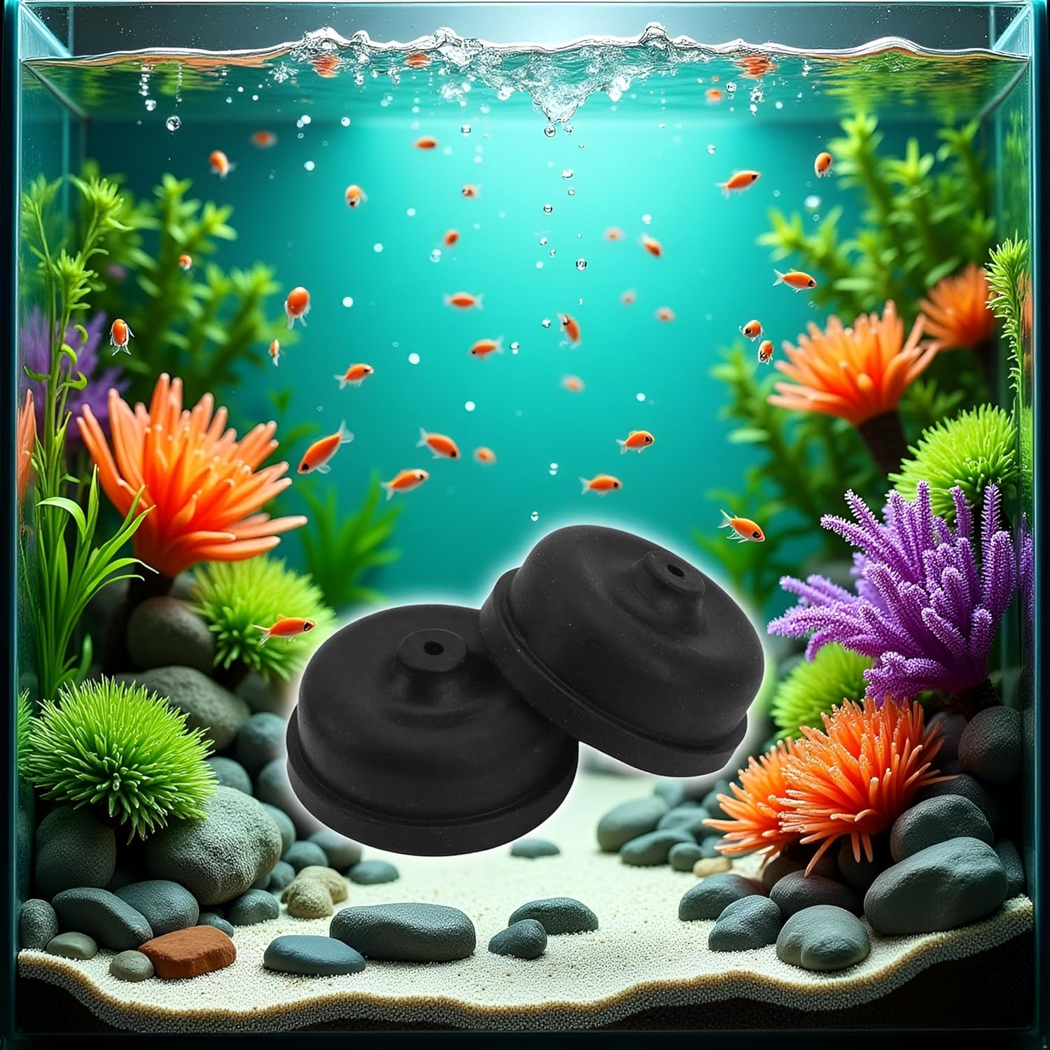 6Pcs Black Aquarium Diaphragm Air Pump Accessories Rubber Oxygen Pump Replacement Parts for Aquarium Fishing Oxygen Pump Diaphragm Silicone Cup Parts Air Pump Accessories image number 3