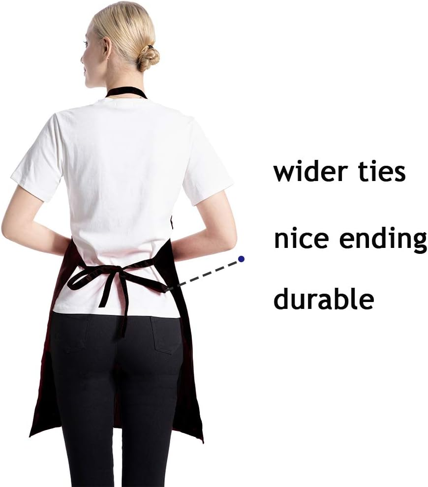 TSD STORY 12 Pcs Bib Bulk Black Aprons for Women Men Adult Girls Unisex with 2 Pockets, Baking Cooking Kitchen Painting Apron (Black,12 Pcs) image number 1