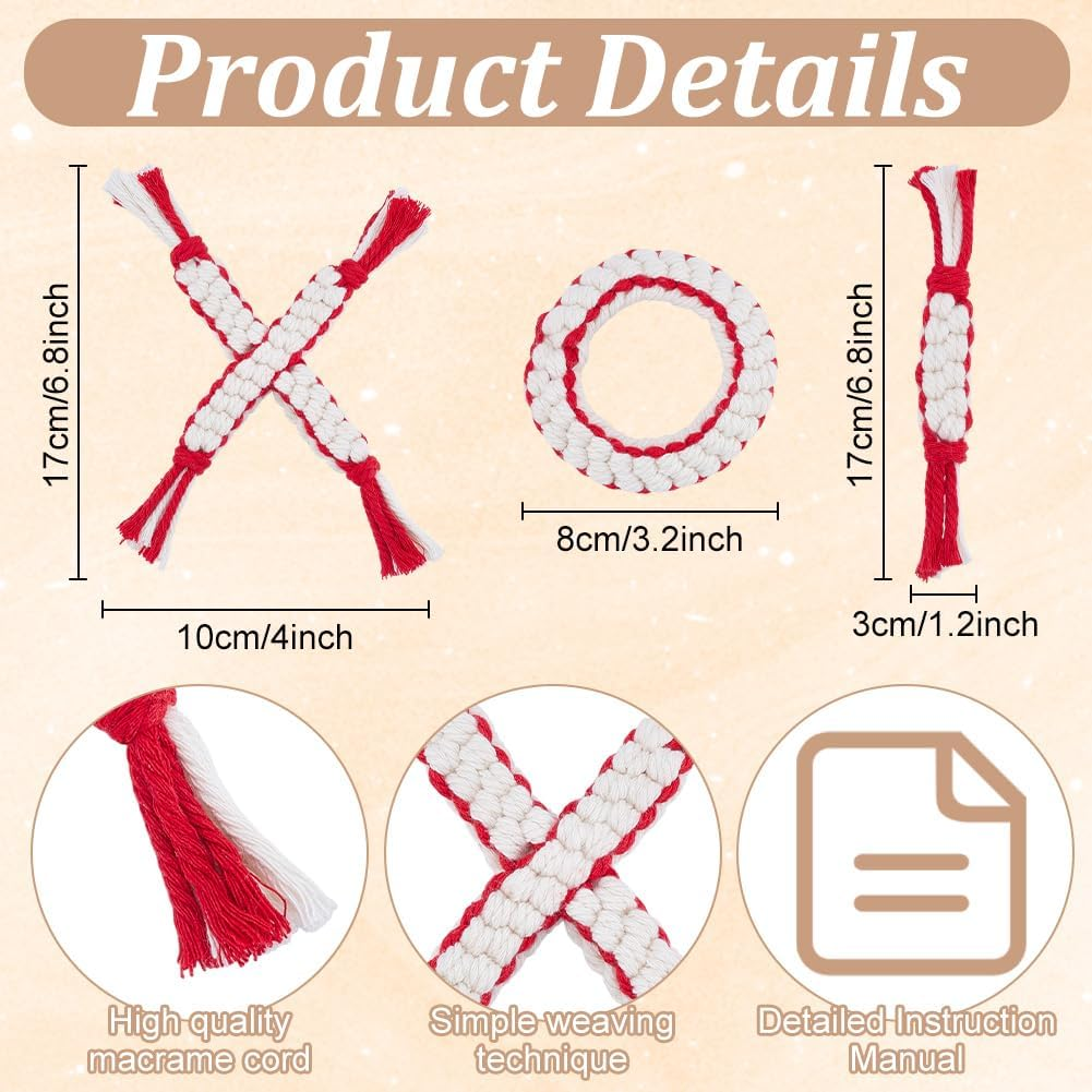 FREEBLOSS 3 Set Valentine'S Day Dog Chew Toys Kit Heart Shaped Dog Rope Macrame Kit Valentine'S Day Puppy Throwing Toy for Pet Teeth Cleaning Macrame Kit for Beginners