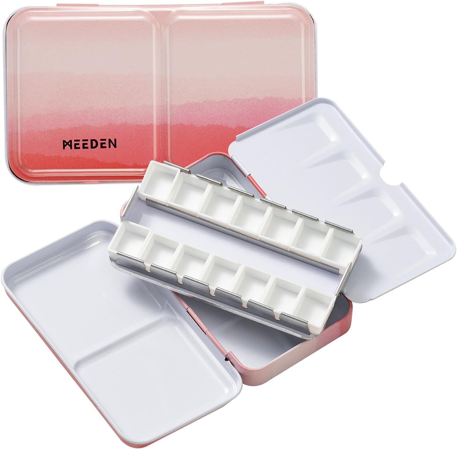 MEEDEN Empty Watercolor Paint Palette: Travel Water Color Palette Tin with 12 Half Pans - Portable Metal Palette Tin Box for Artist Student Adults (Yellow)