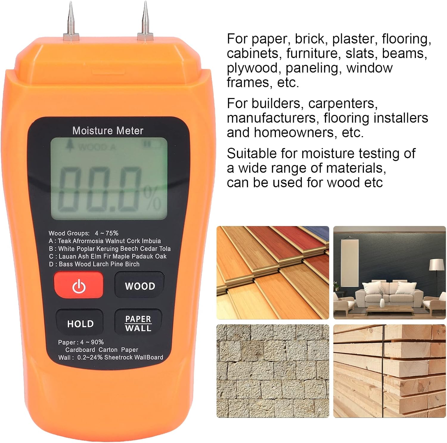 DIGITAL MOISTURE DETECTOR HIGH ACCURACY WOOD MOISTURE METER for Construction Professionals image number 3