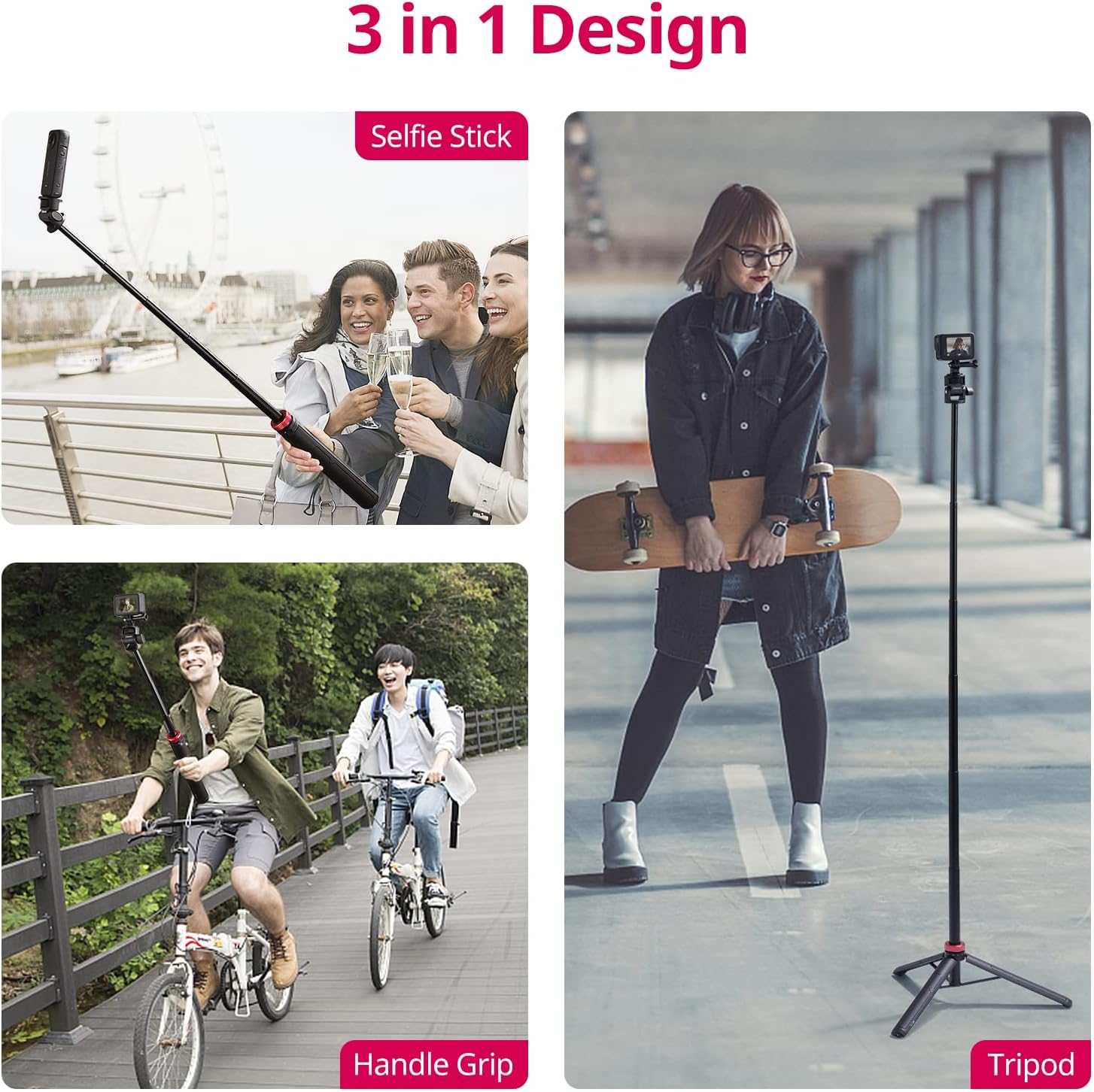 ULANZI MT-71 Tripod Selfie Stick & Vlog Handle with Magnetic Quick Release&1/4'' Screw, 150CM Extendable Lightweight Tripod Stand (7-Section) for DJI Pocket 3/Insta360 X5 X4 X3 Series/Gopro Tripod image number 6
