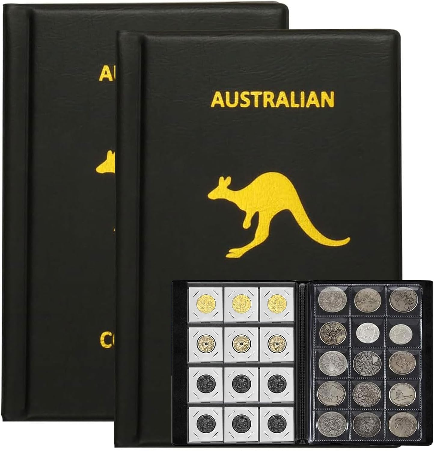 Coin Collection Book Holder Album for Collectors, 10 Pages 150 Pockets 4.5 X 4.5Cm(1.77 X 1.77 Inch) Inch Coin Albums Penny Collecting Book for Coin Storage, Pennies, Quarters (Blue, 150 Pockets)