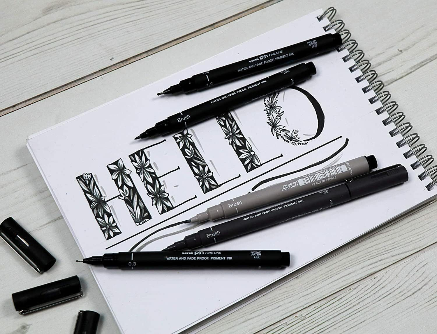 Uni Pin - Set of 6 Drawing Pens - Black Ink - Fine Point 0.03-0.8 Mm image number 4