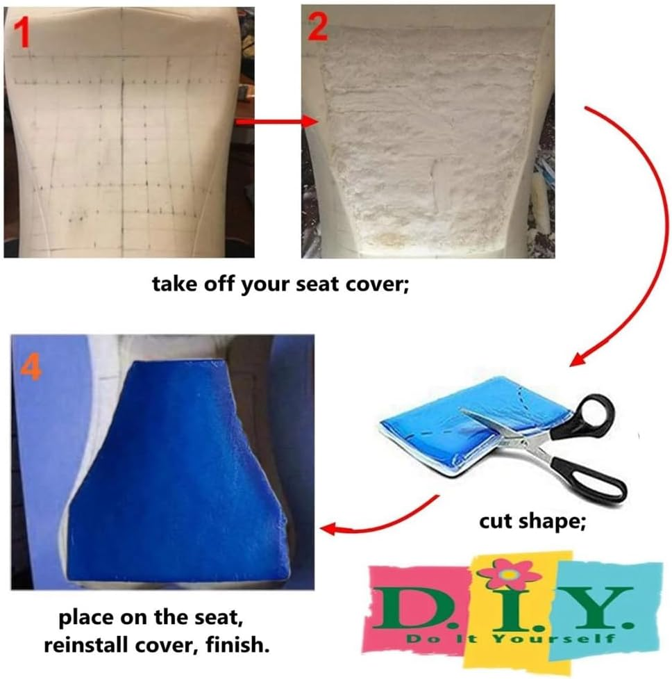 2Pcs 2CM Blue Motorcycle Universal Seat Cushion Gel Pad Cool Pad Shock Absorption Mat DIY Cut Cushion A image number 3