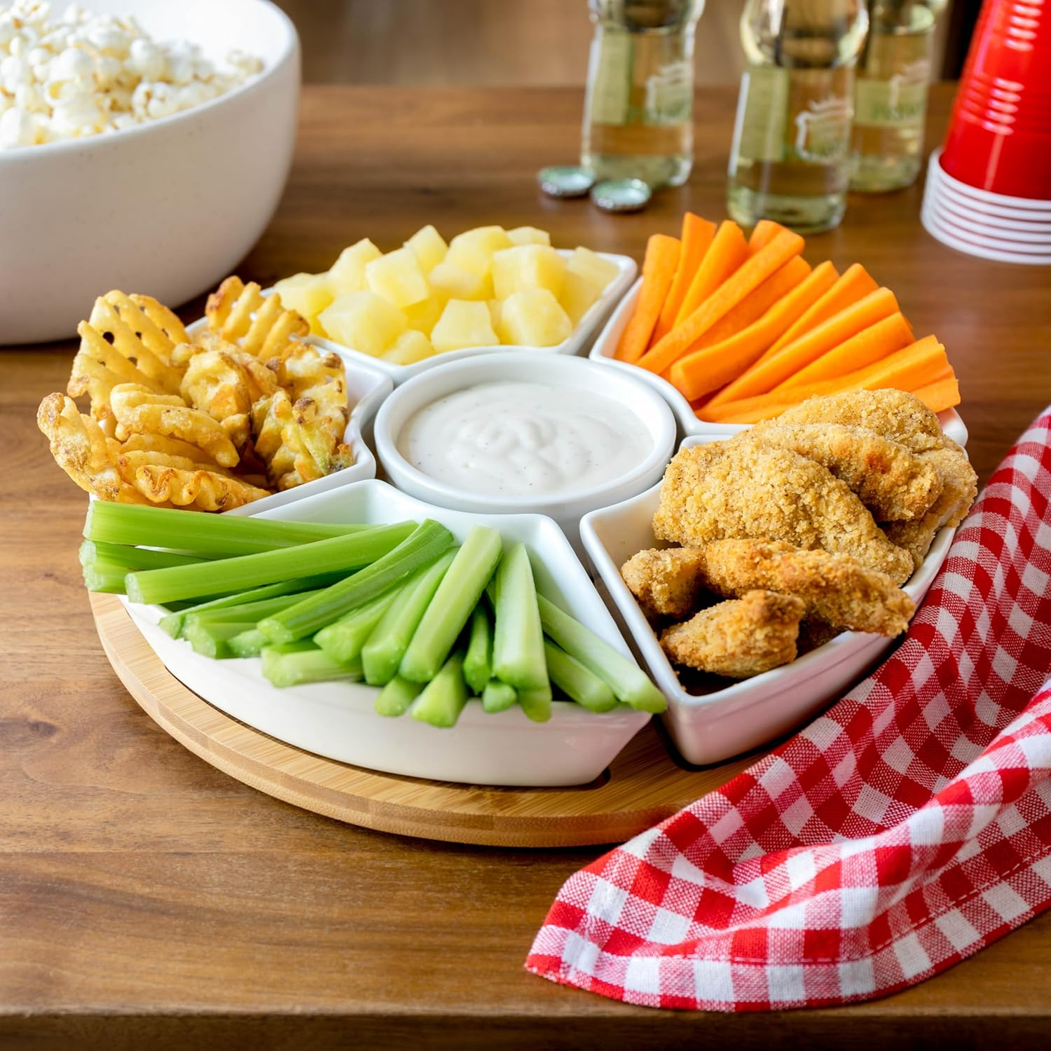 Chef Tacos Ceramic Taco Serving Platter - Divided Serving Tray for Taco Tuesday Lazy Susan Taco Bar - Chip and Dip Serving Set for Party - Appetizer Serving Tray for Salsa, Snacks &ndash; Taco Tray 26 Cm image number 4